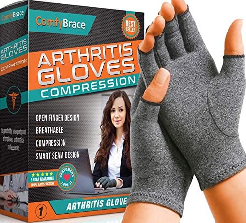 Comfy Brace Arthritis Hand Compression Gloves – Comfy Fit, Fingerless Design, Breathable & Moisture Wicking Fabric – Alleviate Rheumatoid Pains, Ease Muscle Tension