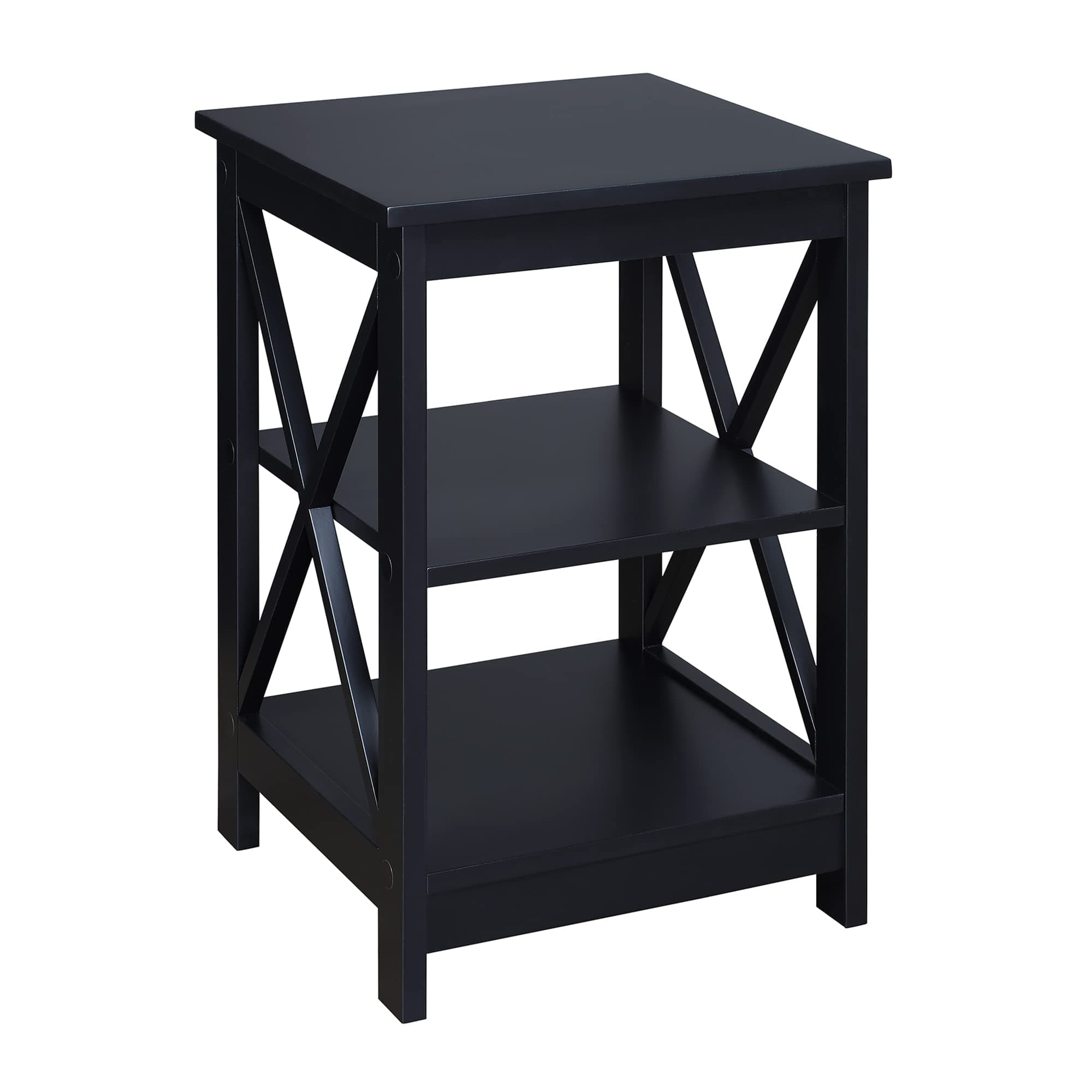 Oxford End Table 15.75" - Modern Living Room Table with Storage Shelves, Transitional Nightstand Side Table for Home Decor and Display, Black