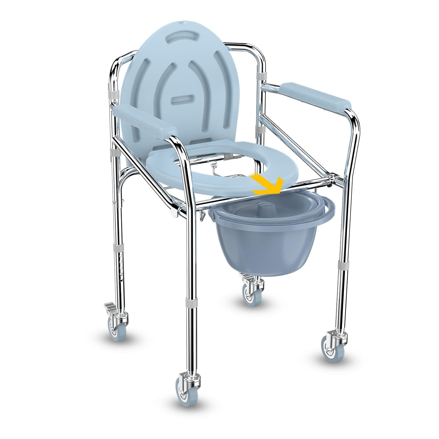 EASYCARE 3-in-1 Commode chairs for old people, Potty Chair for adults, bathroom chair for patient, Portable Toilet seat for old age people, Western Commode Toilet Chair for adult (Commode with Wheel chair)