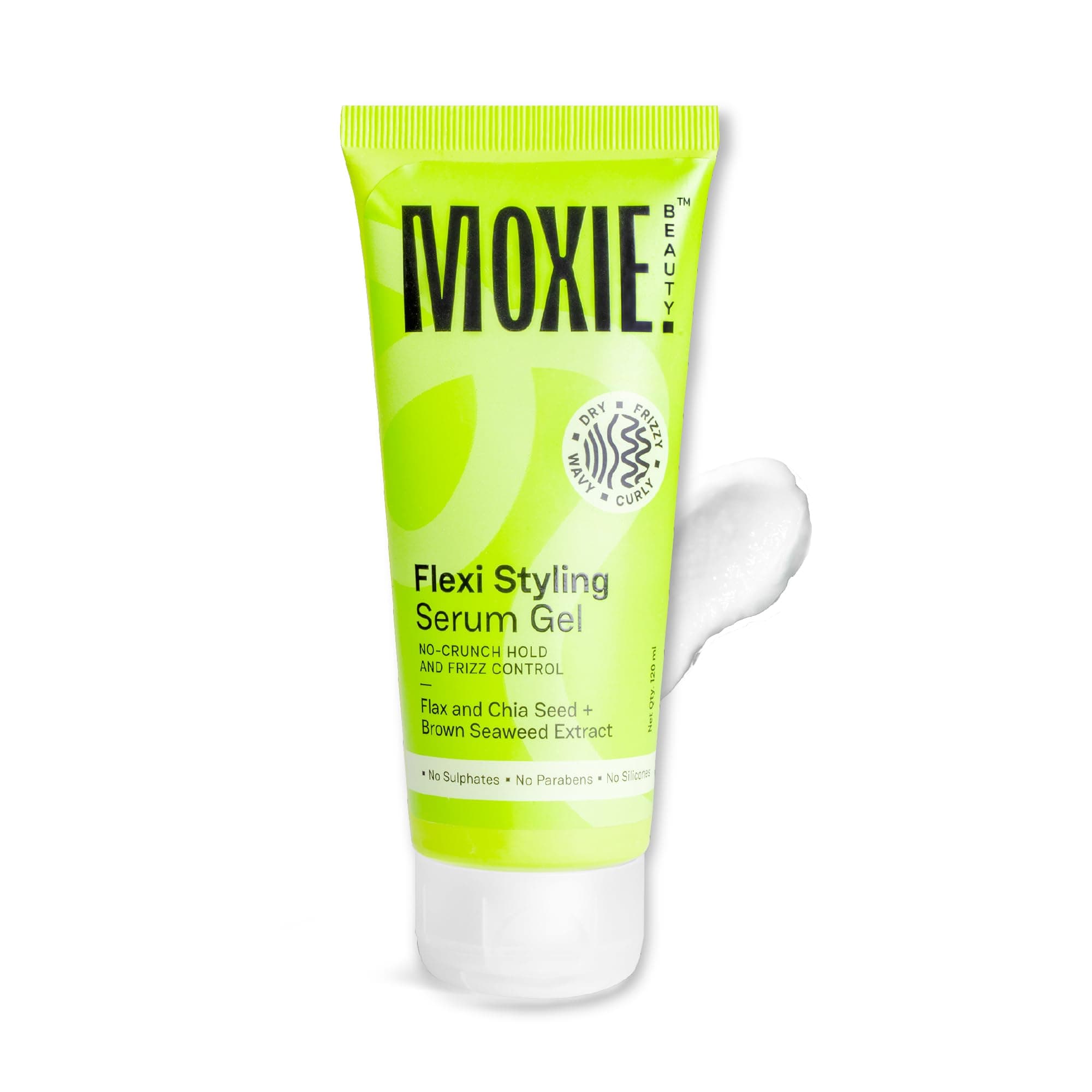 Moxie Beauty Flexi Styling Serum Gel - Medium Hold & 94% Users Reported Frizz Reduction | Non-Crunchy, Non-Sticky | For Frizzy, Dry, Wavy, Curly Hair | Sulphate, Paraben & Silicone Free | 120ml