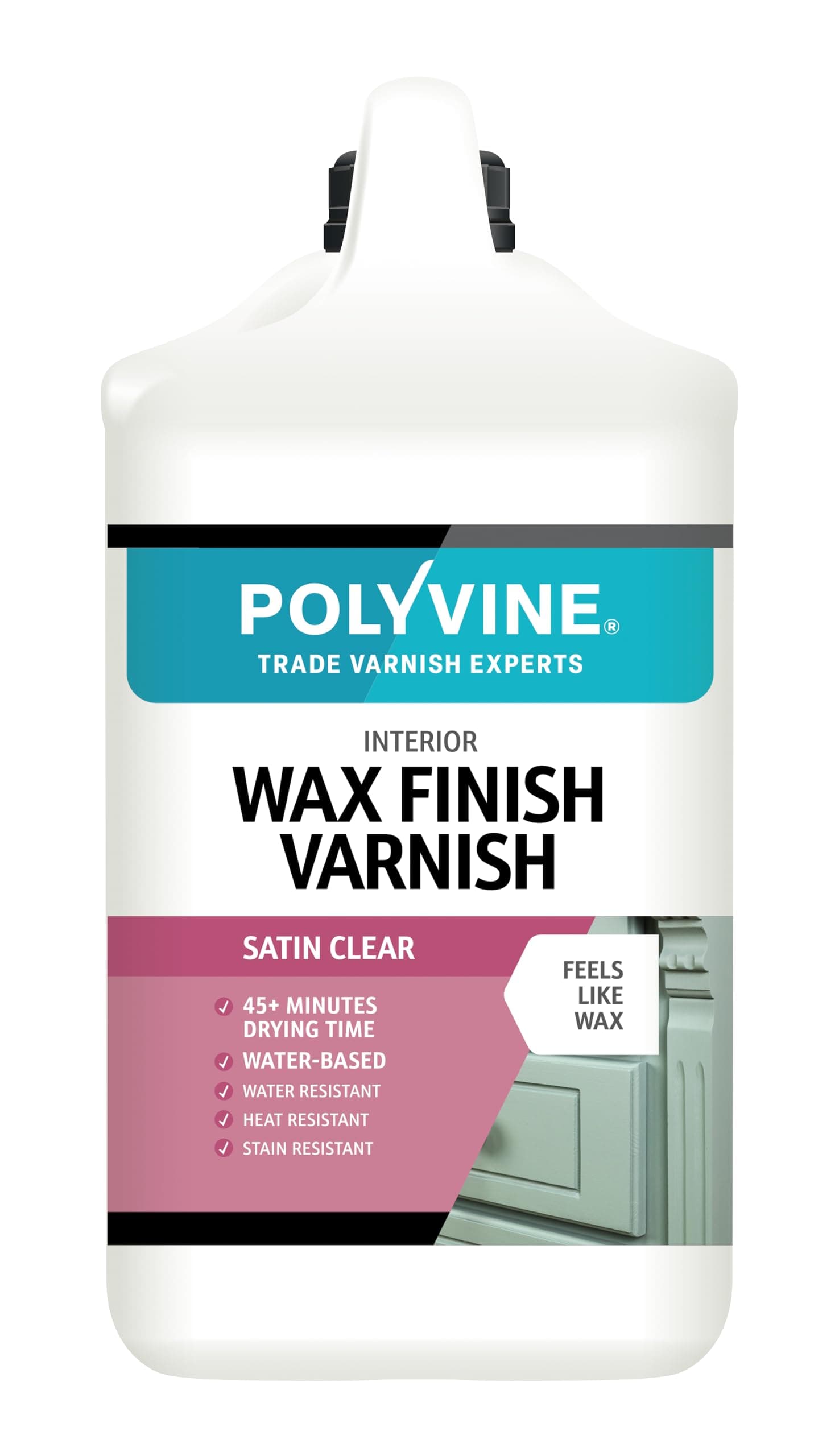 Wax Finish Varnish Satin – Quick Dry, Water Resistant Clear Varnish Wax - Quick Dry, Long Lasting Protection, Heat & Stain Resistant for Interior Wood, MDF, Furniture, Emulsion & More, 4L