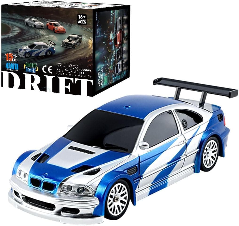 RC Drift Car - 1:43 Remote Control Car 2.4GHz Mini Drift Cars Racing High Speed Drift Car Model with LED Lights for RC Toys Gift (Blue)