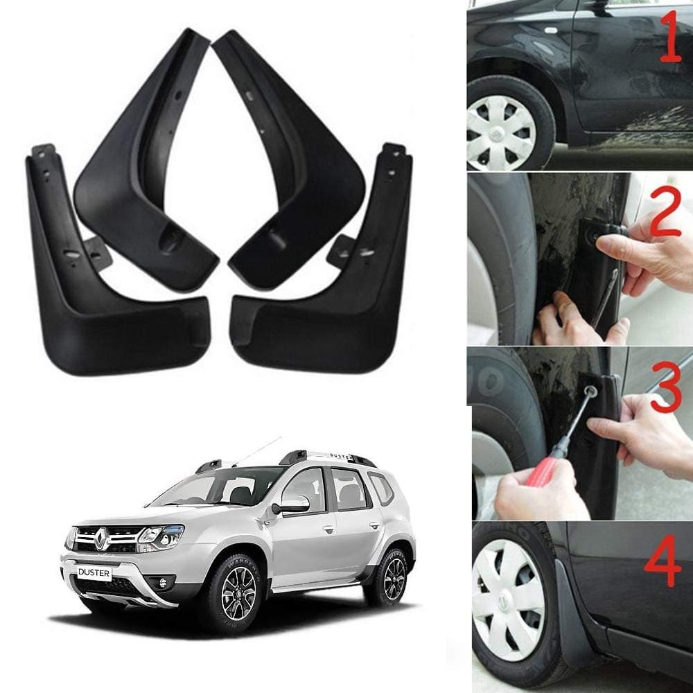 Oshotto (O.E.M Fitting Cup Type) Mud Flap/Splash Guard Compatible with Renault Duster (2012-2016) (T-I) (Set of 4)