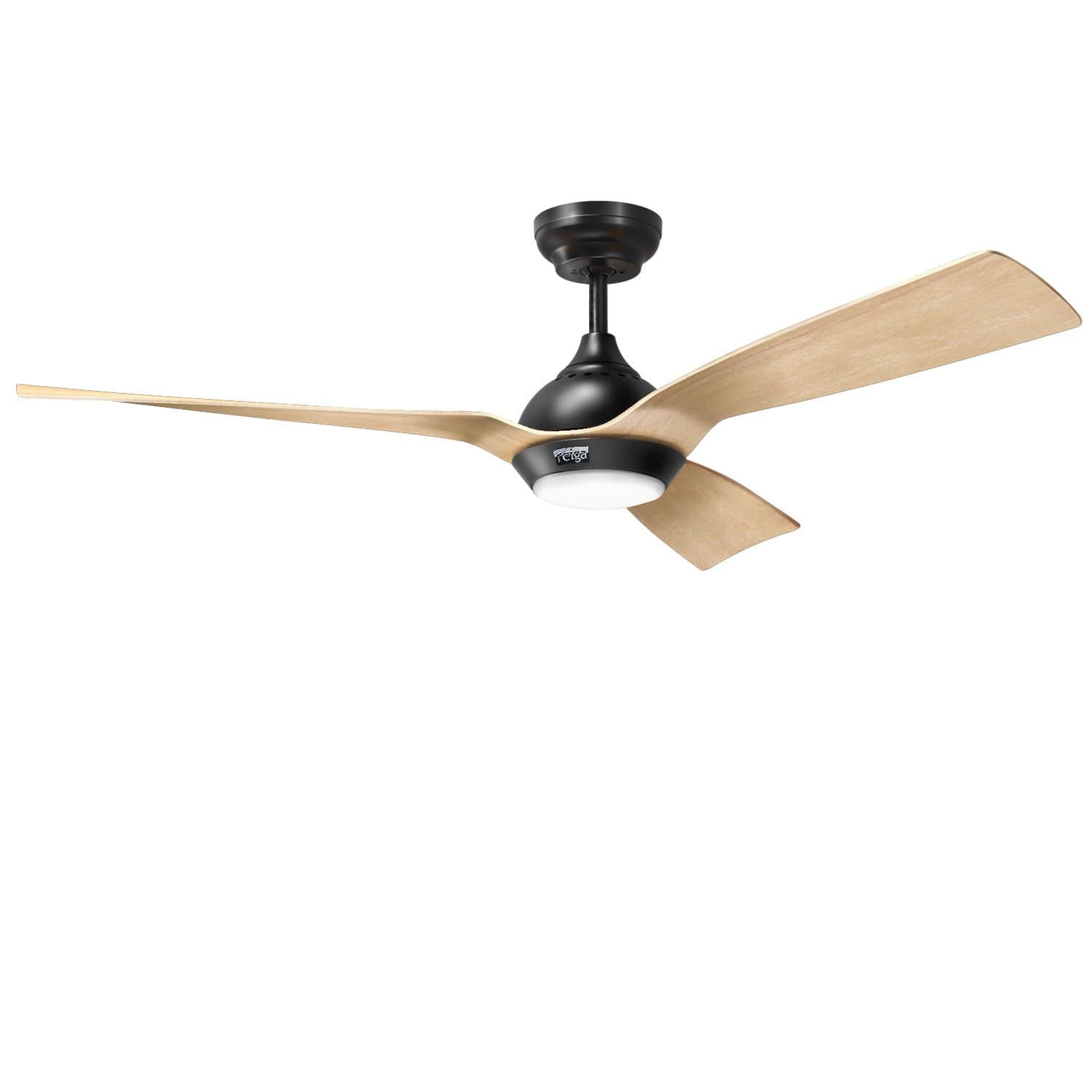 reiga 52-Inch DC Motor Ceiling Fan with Dimmable Light, 3 Black Gold Color Blade Suit for Indoor/Outdoor,6-speed, Timer, Remote Control