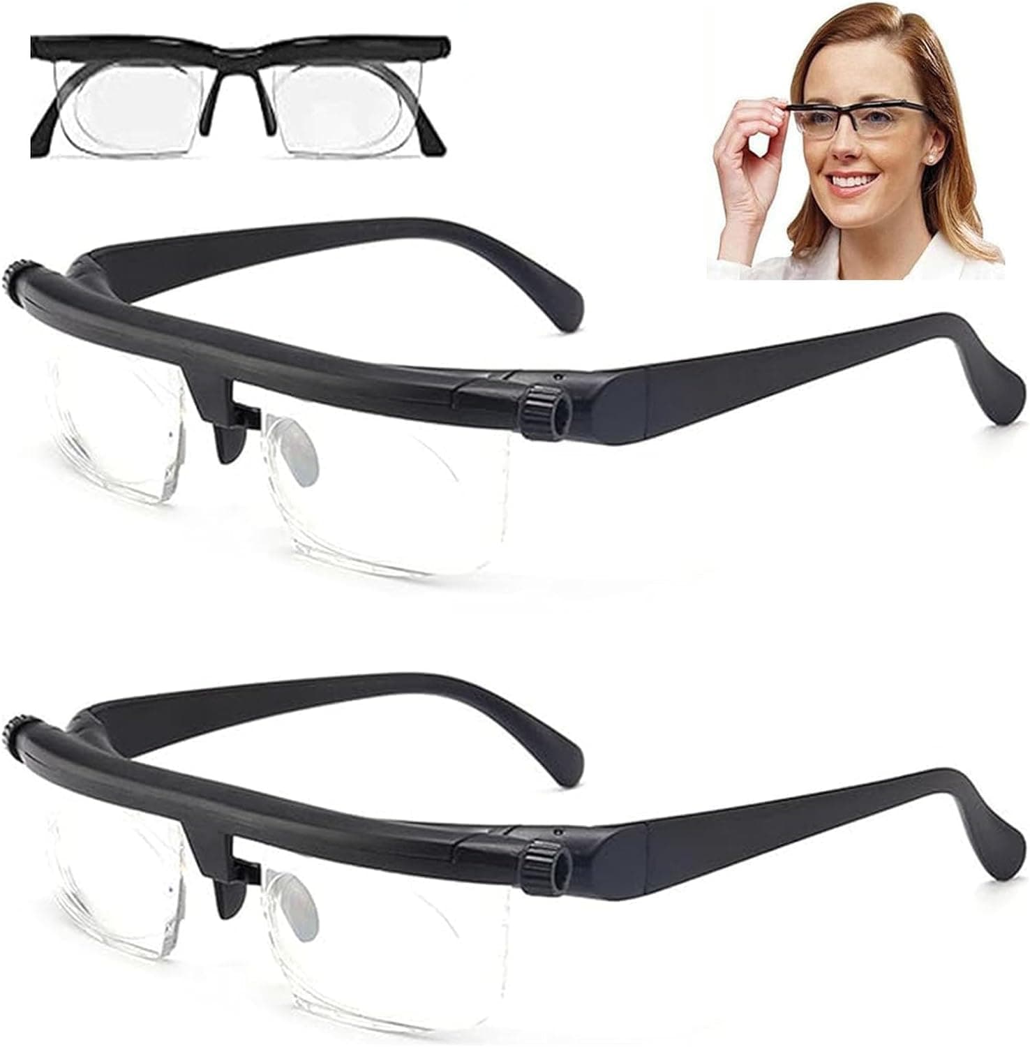 Adjustable Focus Reading Glasses, Focus Adjustable Glasses, Adjustable Focus Glasses near and Far Sight, Dial Vision Eyeglasses, Focal Adjustable Glasses