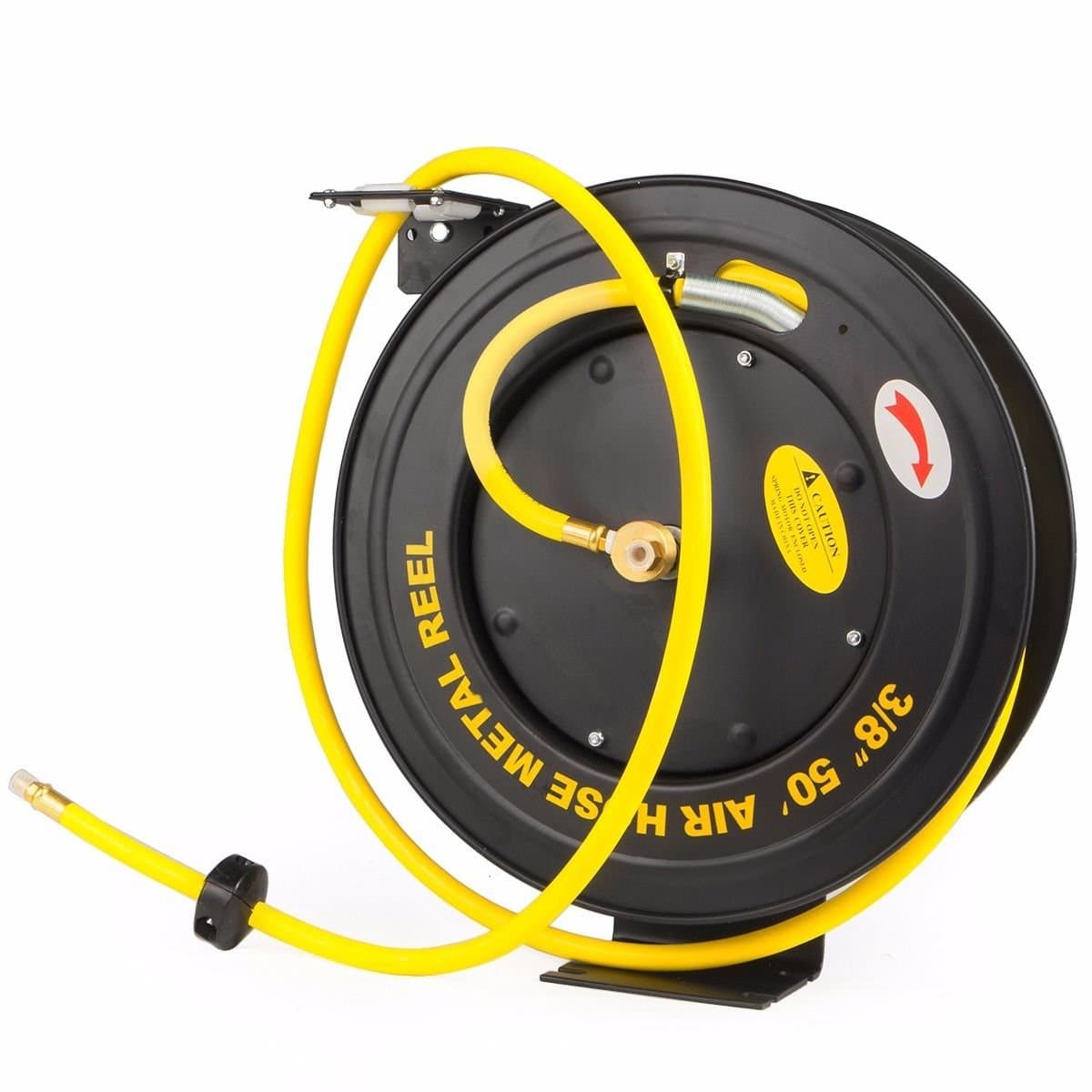 XtremepowerUS Auto-Rewind Retractable 50-Ft x 3/8-Inch Air Hose Reel with Rubber Hose