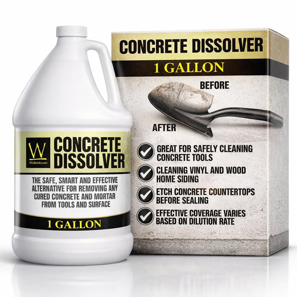 Concrete Dissolver – Concentrated, Environmentally Safe, Biodegradable Natural Acid to Remove Concrete & Mortar from Tools & Surfaces | Walttools (1 Gallon)