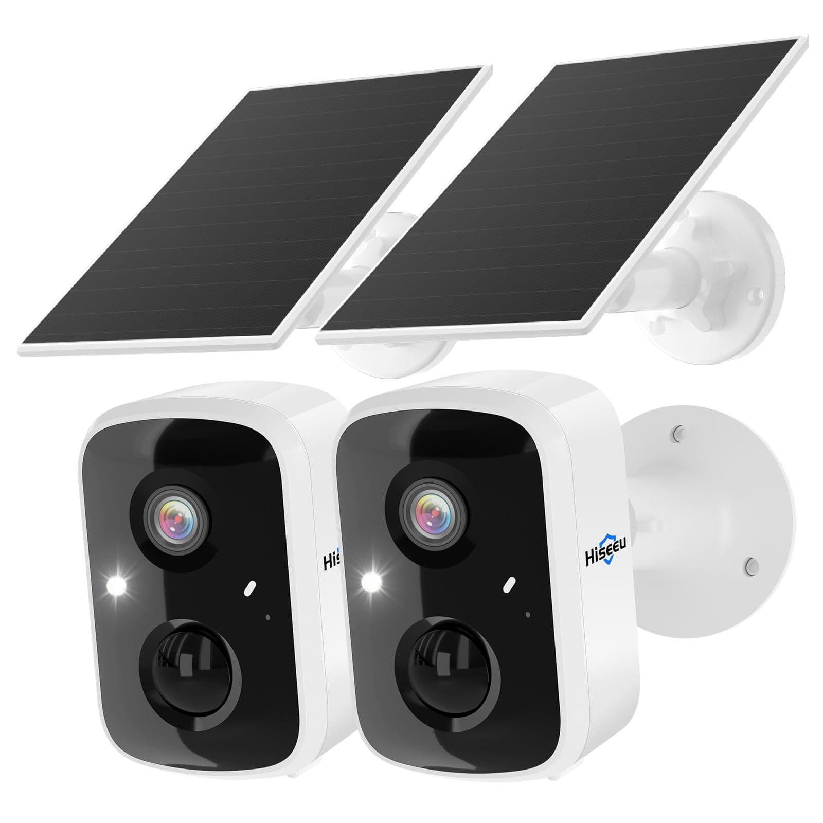 Hiseeu Solar Security Cameras Wireless Outdoor 2 Pack, Battery Powered 3K 4MP wifi Cameras for Home Surveillance, PIR/AI Motion Detection, Waterproof, Color Night Vision, 2-Way Audio, Cloud/SD Storage