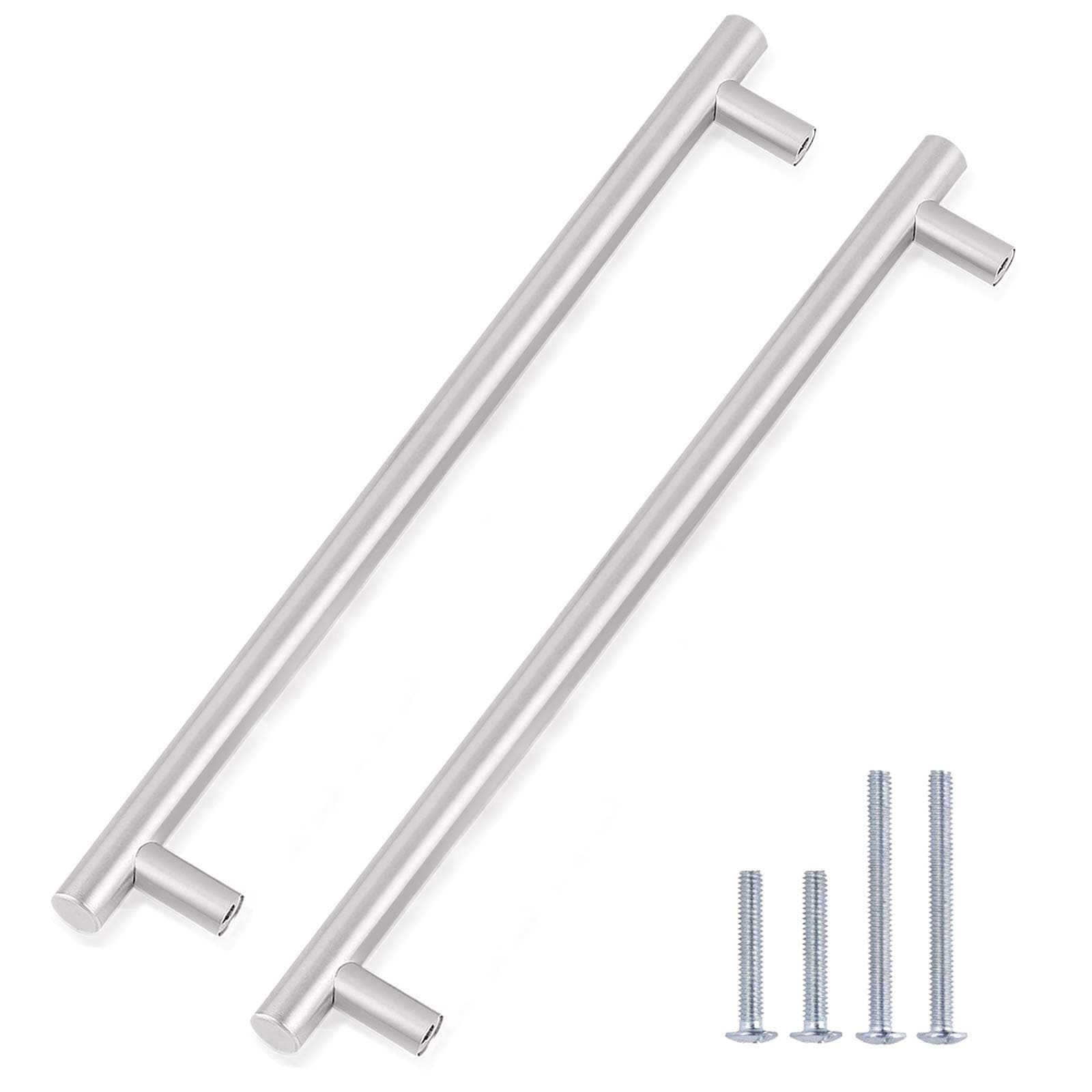 Gobrico 11.3 Inch Cabinet Pulls, Brushed Nickel Kitchen Drawer Handles, Stainless Steel Dresser Drawer Knobs, Satin Nickel T Bar Cabinet Hardware for Kitchen Bathroom,10 Pack