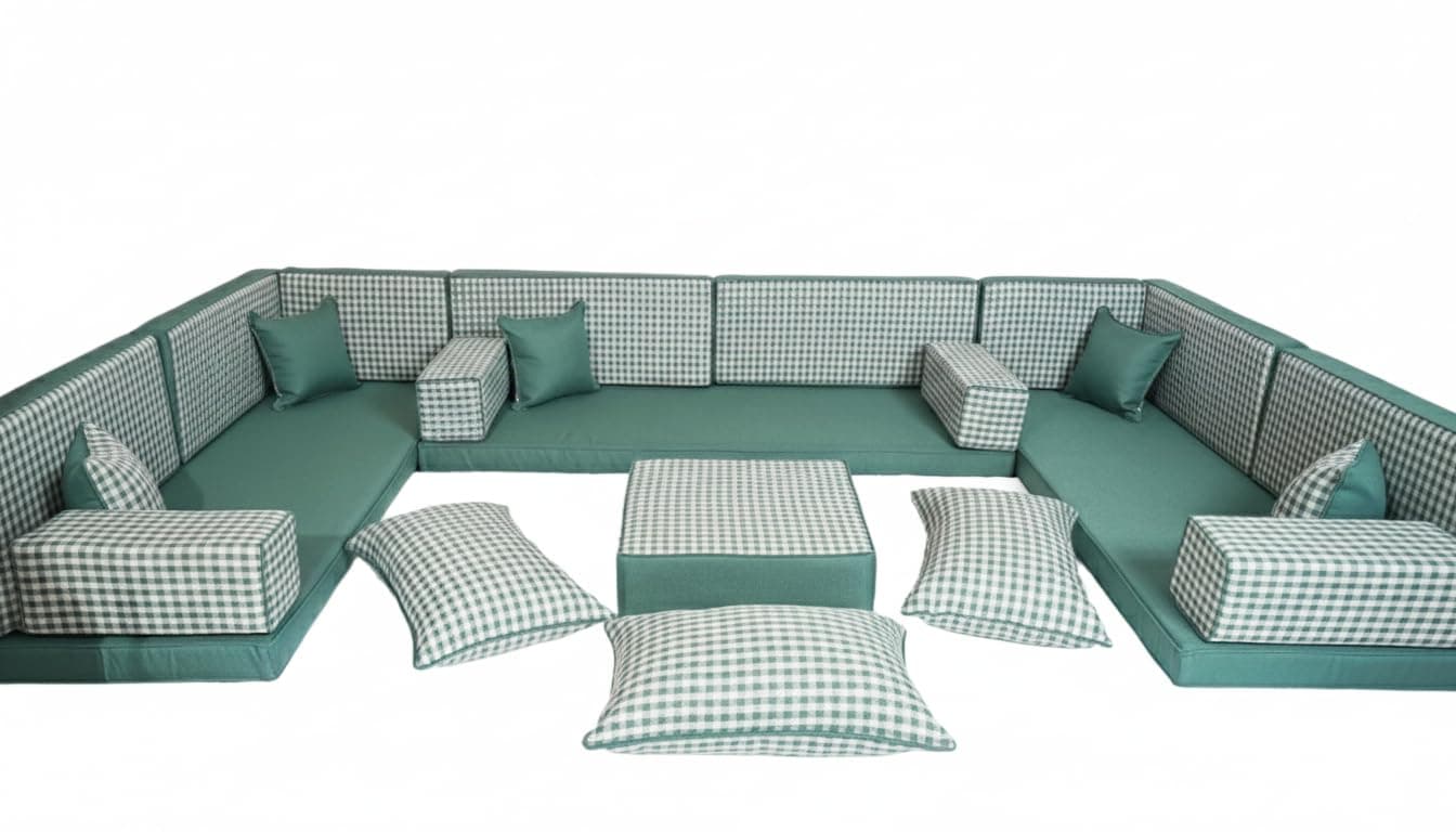 arabicsofa Middle Eastern Moroccan Majlis Seating – U Shaped Arabic Floor Cushion for Living Room – Sectional Sofa Set