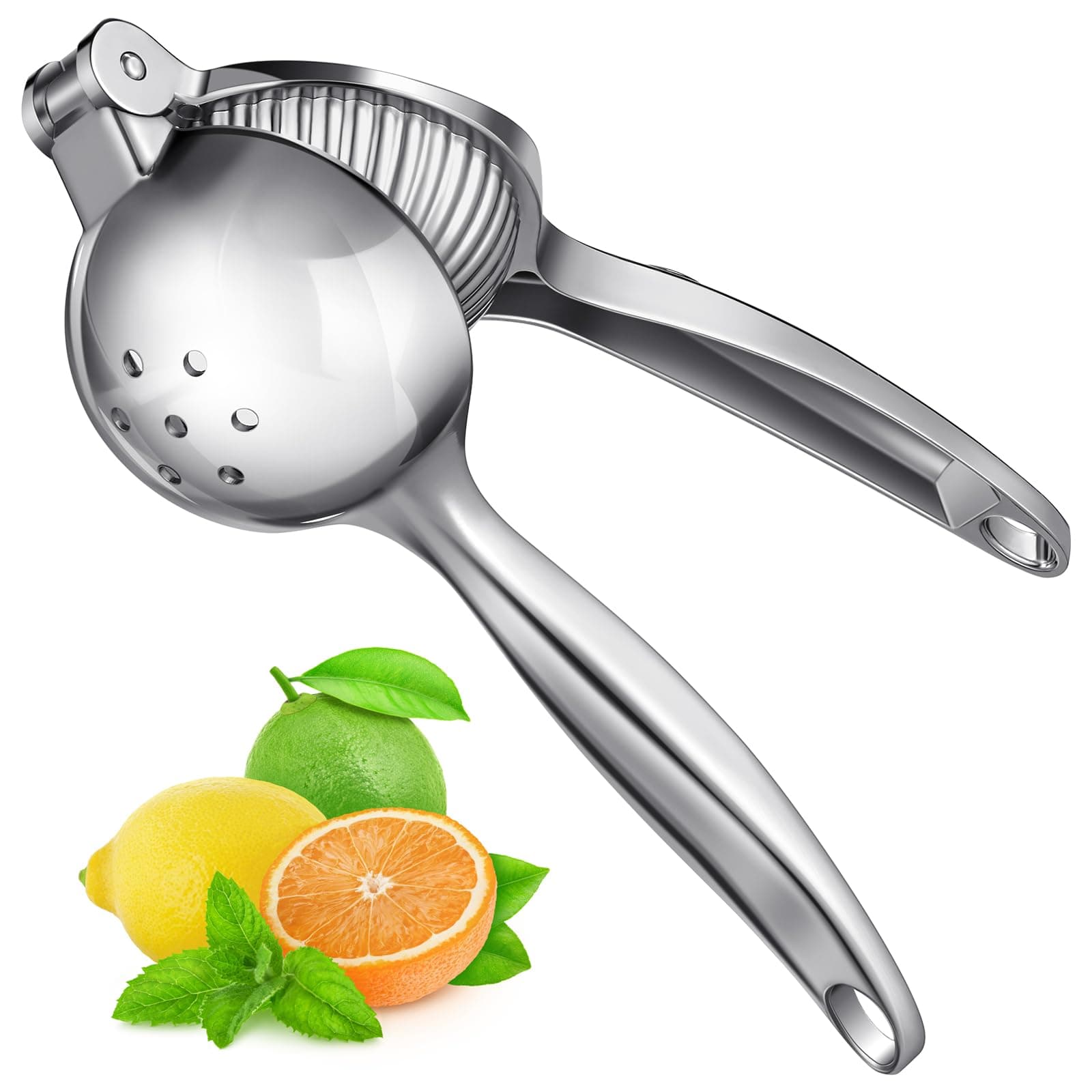 Lemon Squeezer, Sopito Lemon Juicer Heavy Duty Lime Squeezer, Easy & Fast Juicing Citrus Press, Hand Fruit Press for Seedless Juicing, Easy to Clean Manual Juicer, Silver