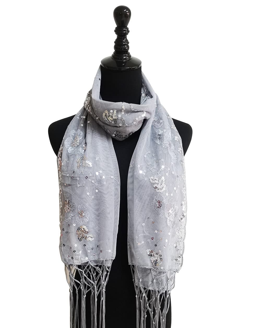 Silver Sequin Beaded Shawl Flower Wedding Party Gift Evening Wrap/wedding/new Year Eve/Formal Event/