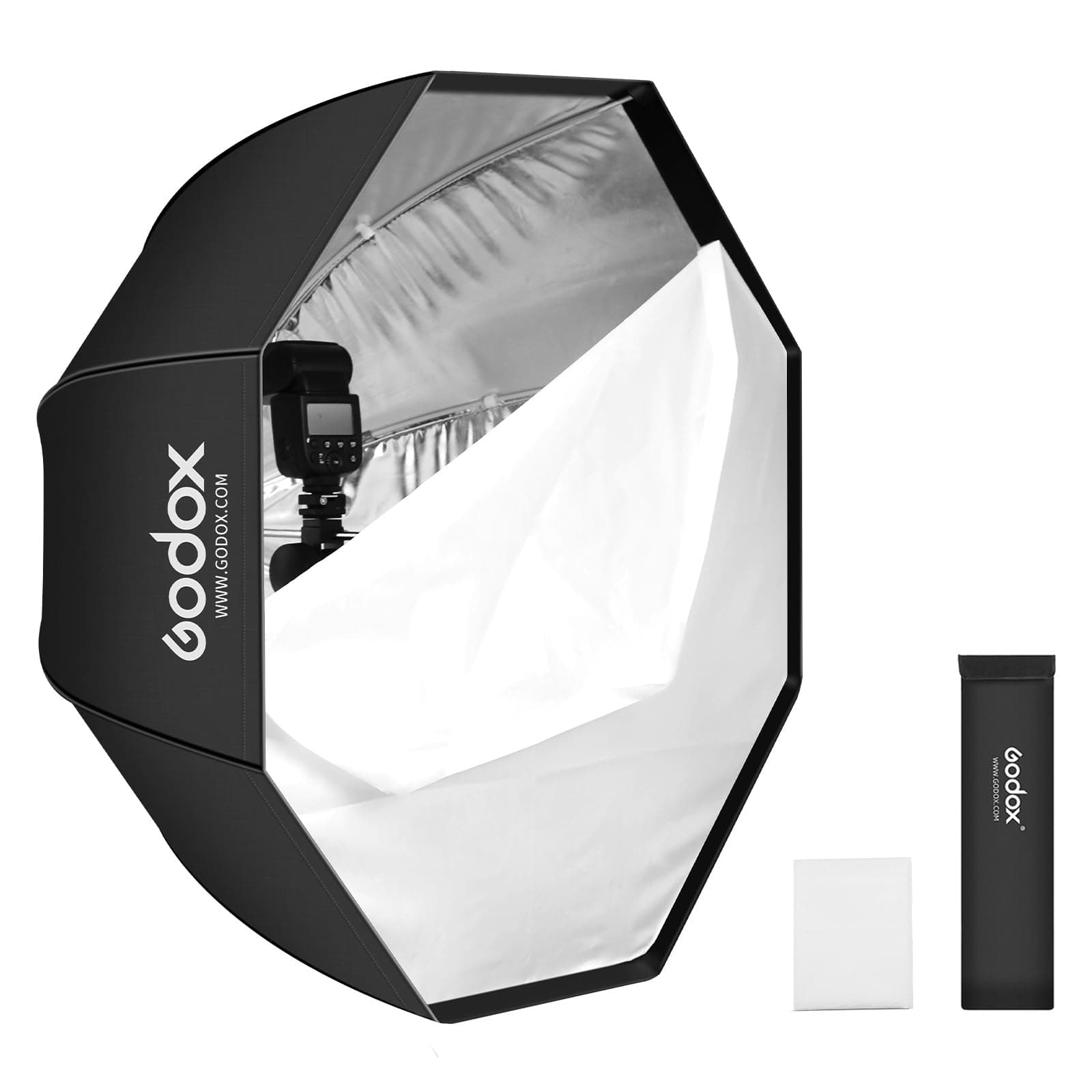 31.5" / 80cm Octagon Reflective Umbrella Soft Box Silver with Carrying Bag Portable Octagon Flash Umbrella Softbox Reflector Octabox for Studio Photography Flash Speed Light
