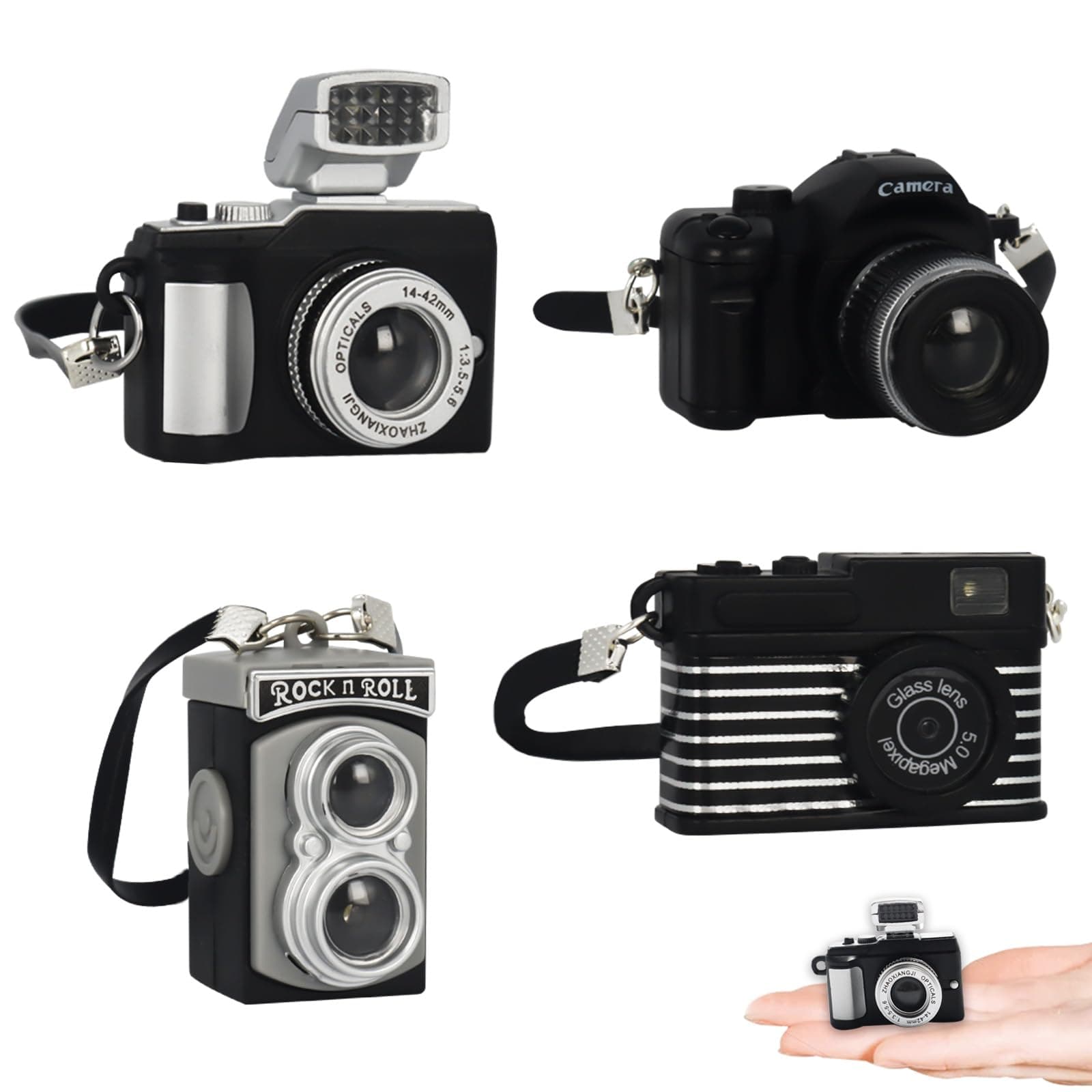 Bbiamsleep 4 Pcs Miniature Camera 1:4 Scale Mini SLR Camera Prop Mini Camera Ornament Vintage Camera Model Digital SLR Camera Mini Decoration Accessories Photography Props