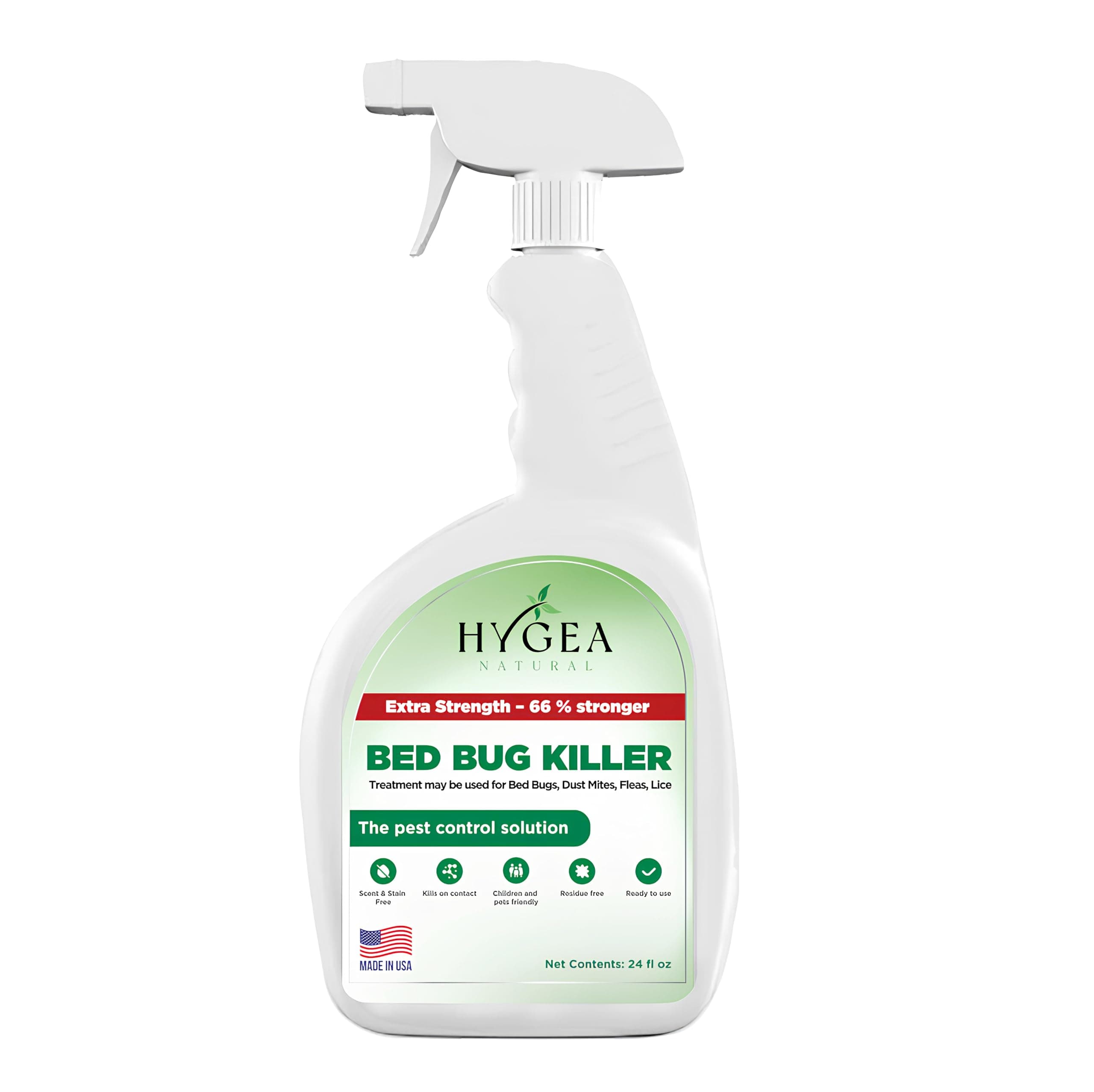 Hygea Natural Extra Strength Bed Bug & Mite Spray Child & Pet Friendly Stain & Odor Free 66% Stronger Formula (24 oz)