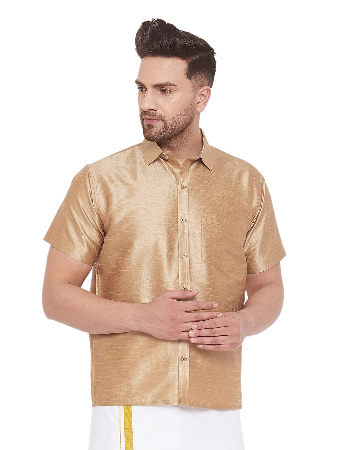 VASTRAMAYMen's Silk Blend Regular Fit Shirt