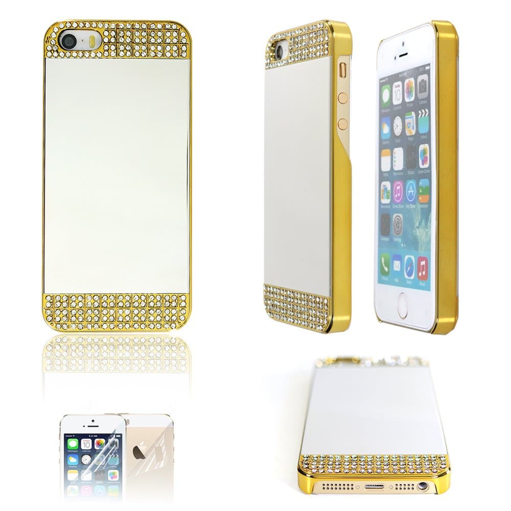 imiGen Glamor Mirror Series Slim Fit Case for iPhone 5 / 5 S - Gold with Rhinestones