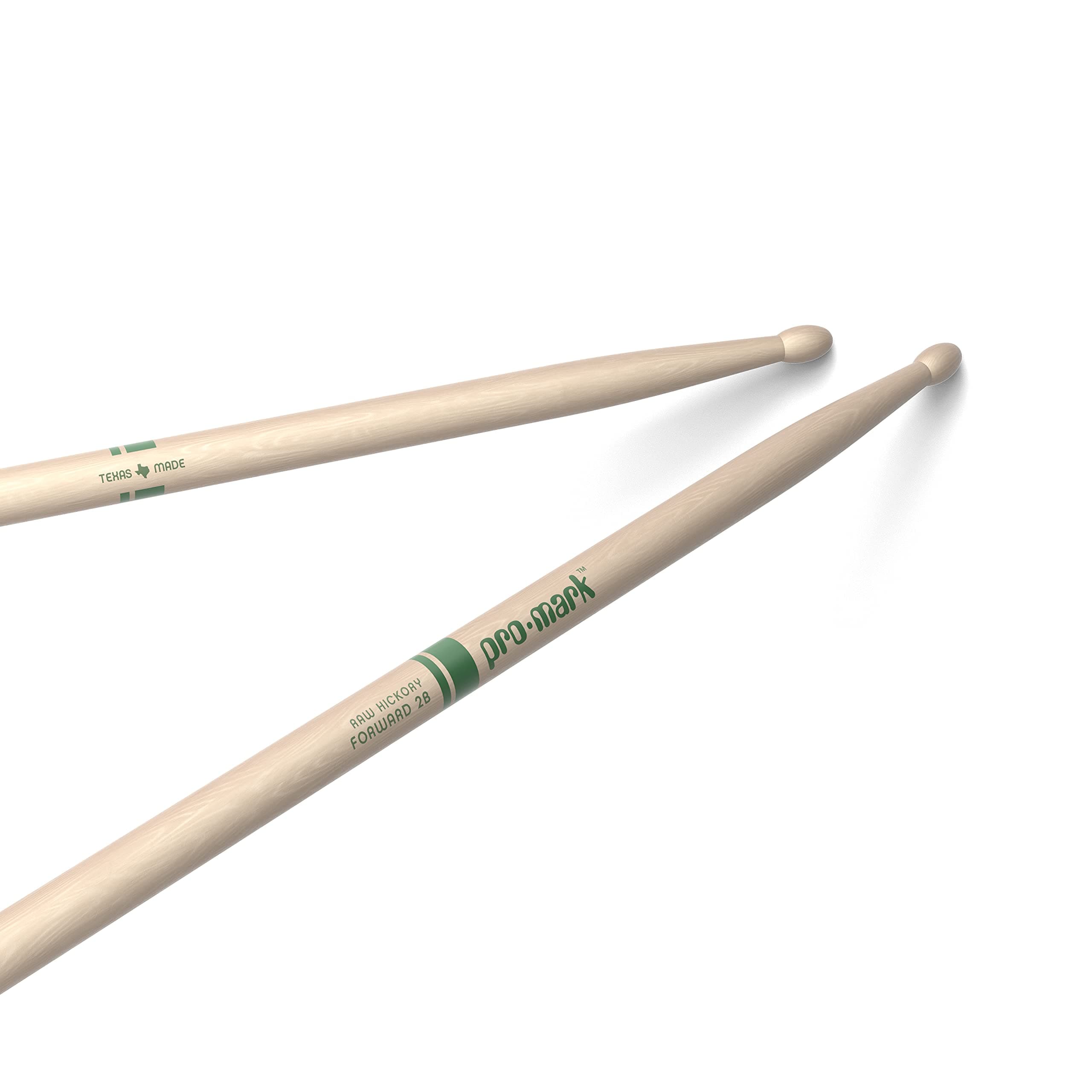 ProMark Drum Sticks - Classic Forward 2B Drumsticks - Drum Sticks Set - Oval Wood Tip - Natural, Raw Hickory Drumsticks - Consistent Weight and Pitch - 1 Pair