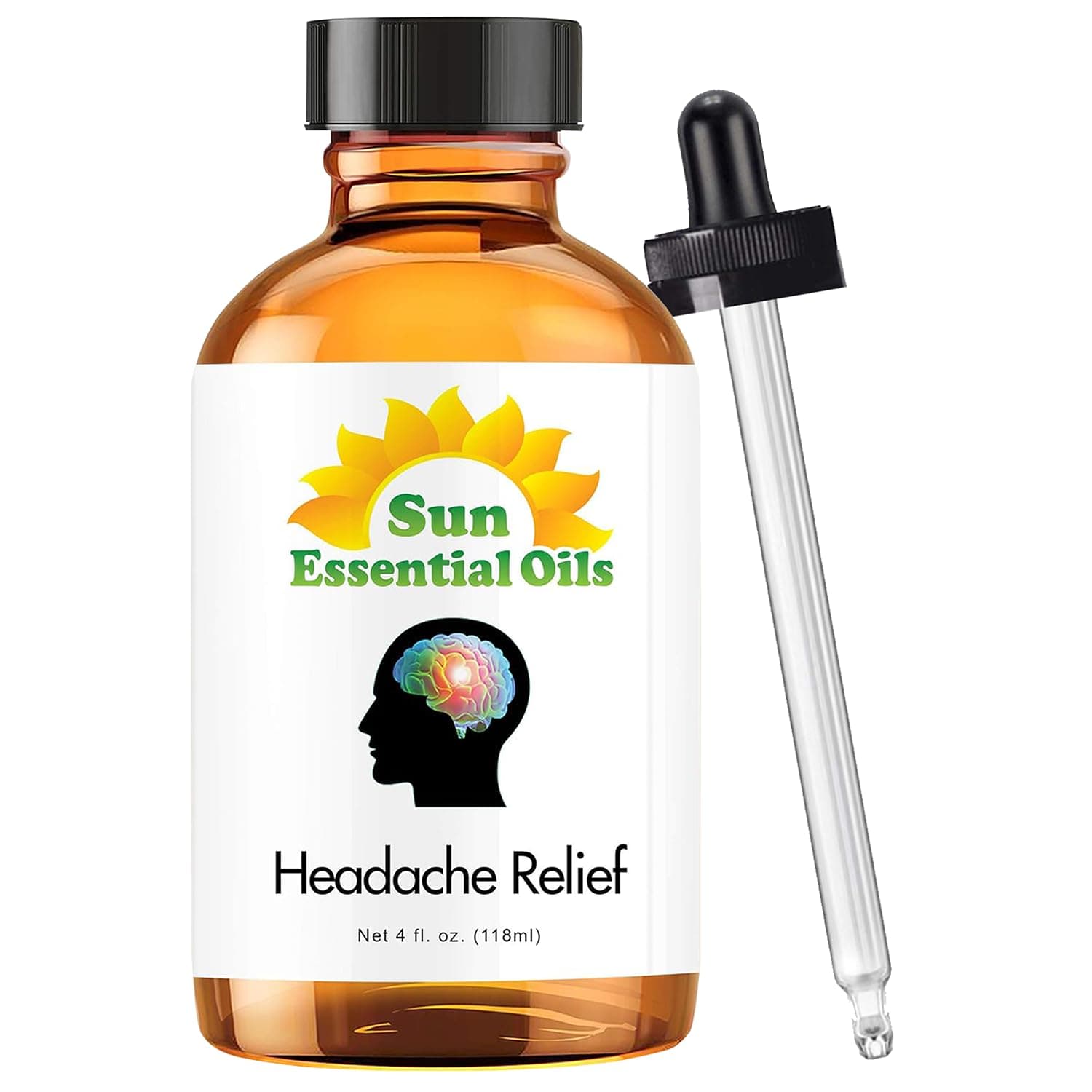 Sun Essential Oils - Headache Relief Blend Essential Oil (Huge 4 Ounce Bottle) Bulk - Head Relief Essential Oil