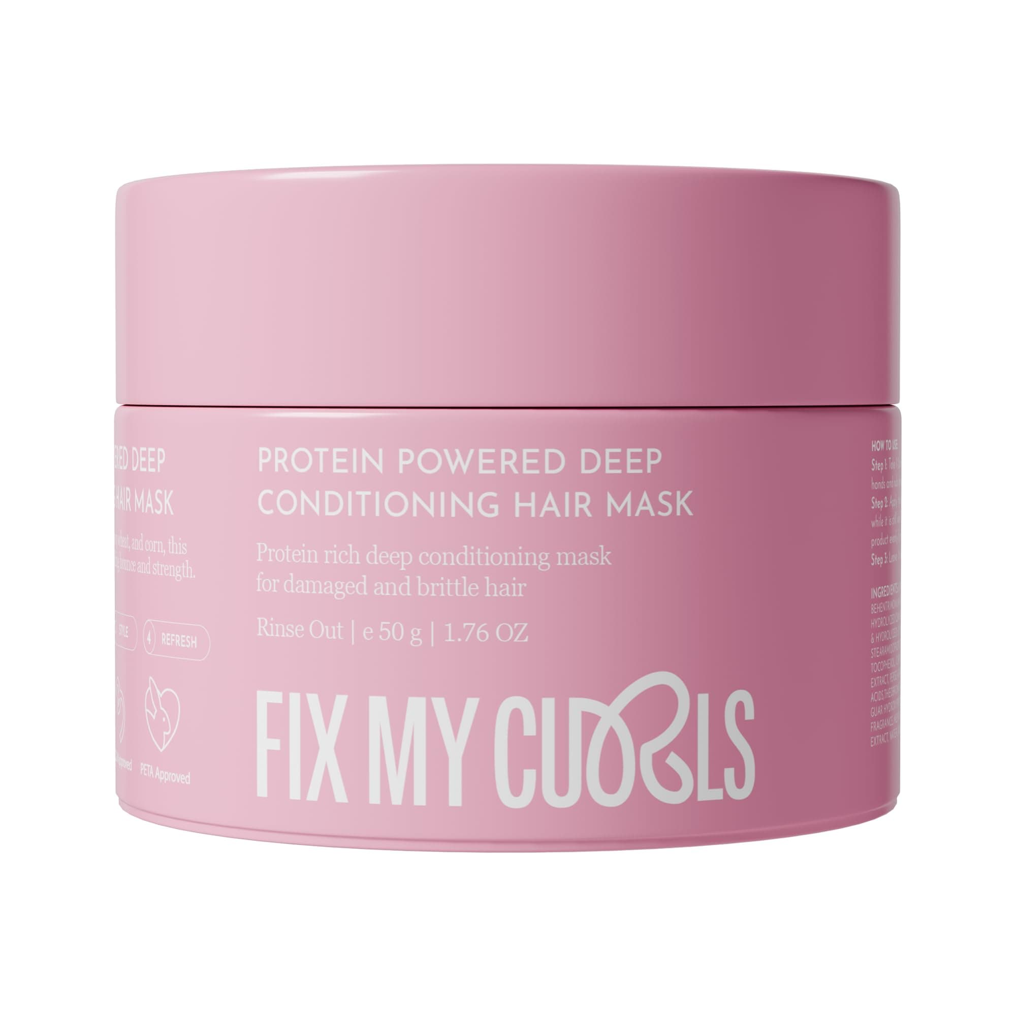 Fix My Curls Protein-Powered Deep Conditioning Hair Mask| Avocado Oil, Amla for Strengthening, Hydrating & Restoring Curls| Enhances Bounce, Adds Shine, & Boosts Elasticity| for all Hair Types (50g)
