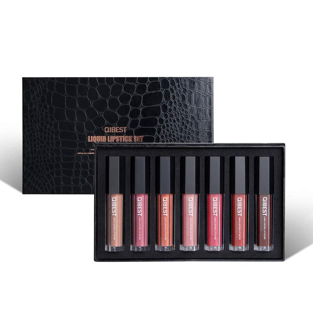 Matte Lipstick Set, Large Gift Box, Waterproof Long Lasting Lip Gloss Non-Stick Cup Liquid Lipstick Set (7 Colors)