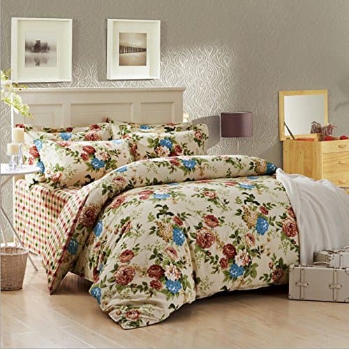 Sunshine Garden King Size 4-Piece Comforter Bedding Set Soft Cotton Bedclothes