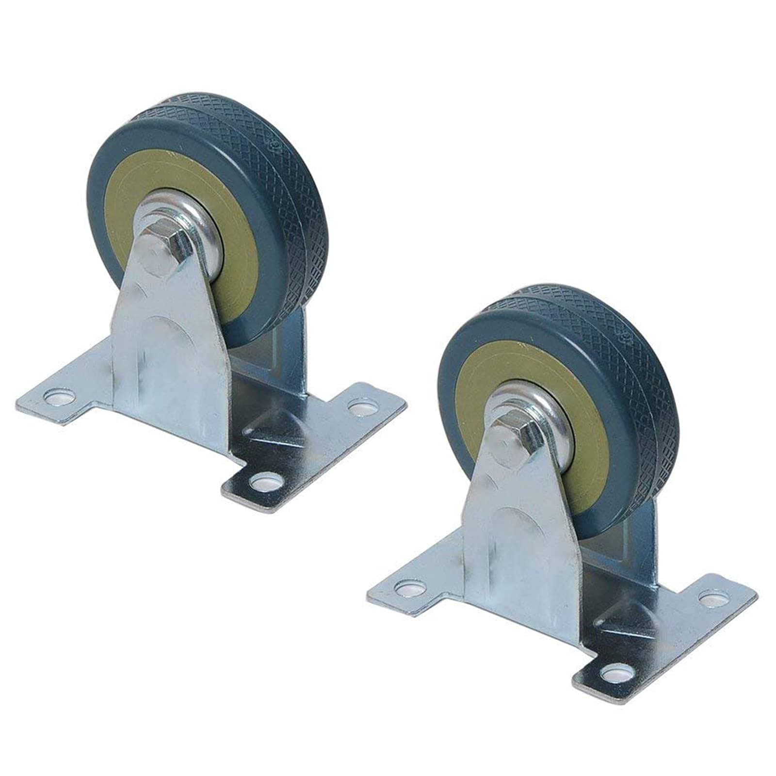 Luomorgo 2 Pcs 4 Inch Heavy Duty Rubber Fixed Caster Wheels Rigid Non-Swivel Top Plate Casters