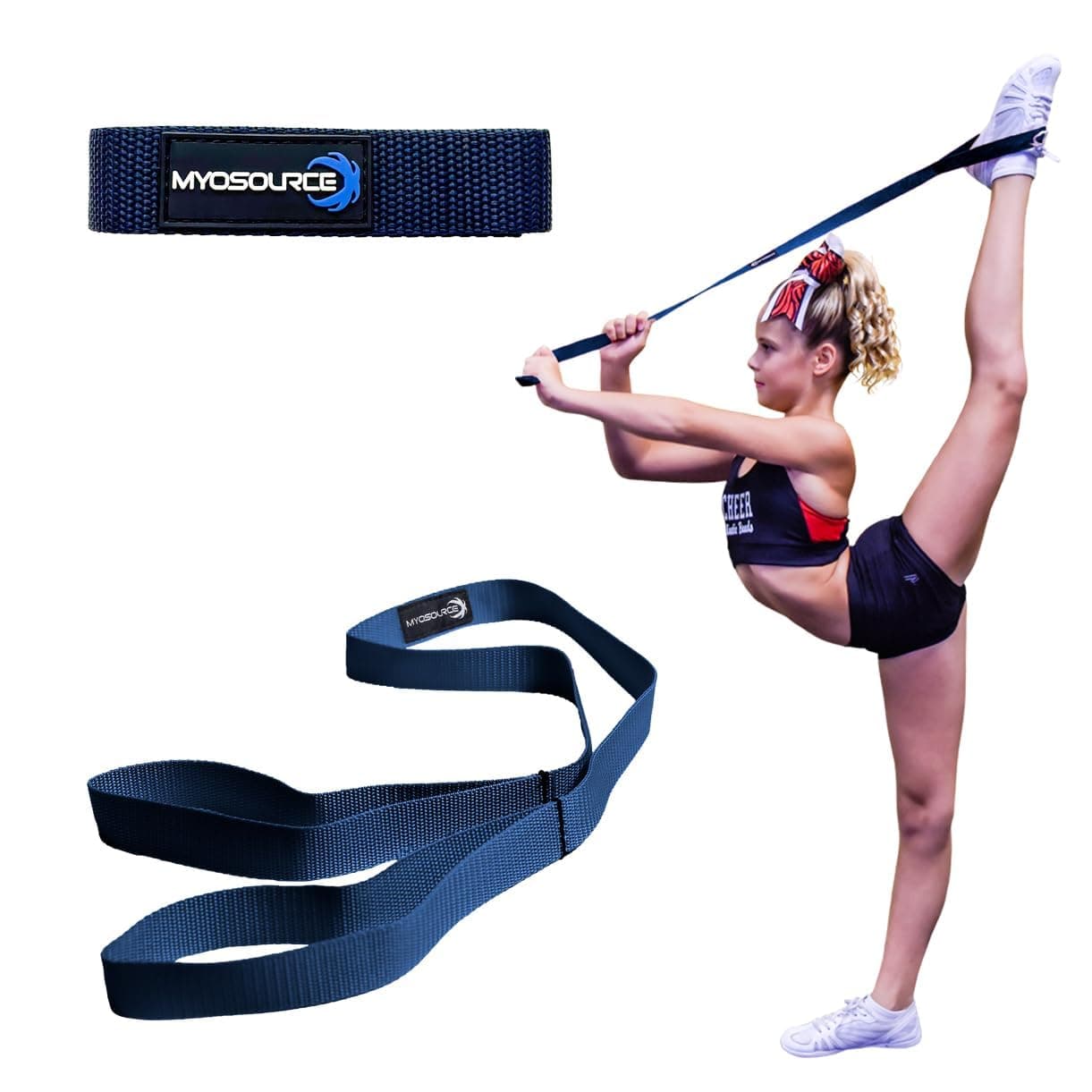Myosource Kinetic Bands Cheerleading Flexibility Stunt Strap - Improve Stretching and Stunts for Cheer Dance Gymnastics & Physical Therapy Stocking Stuffers Present for Kids Girls Adults - 12 Colors