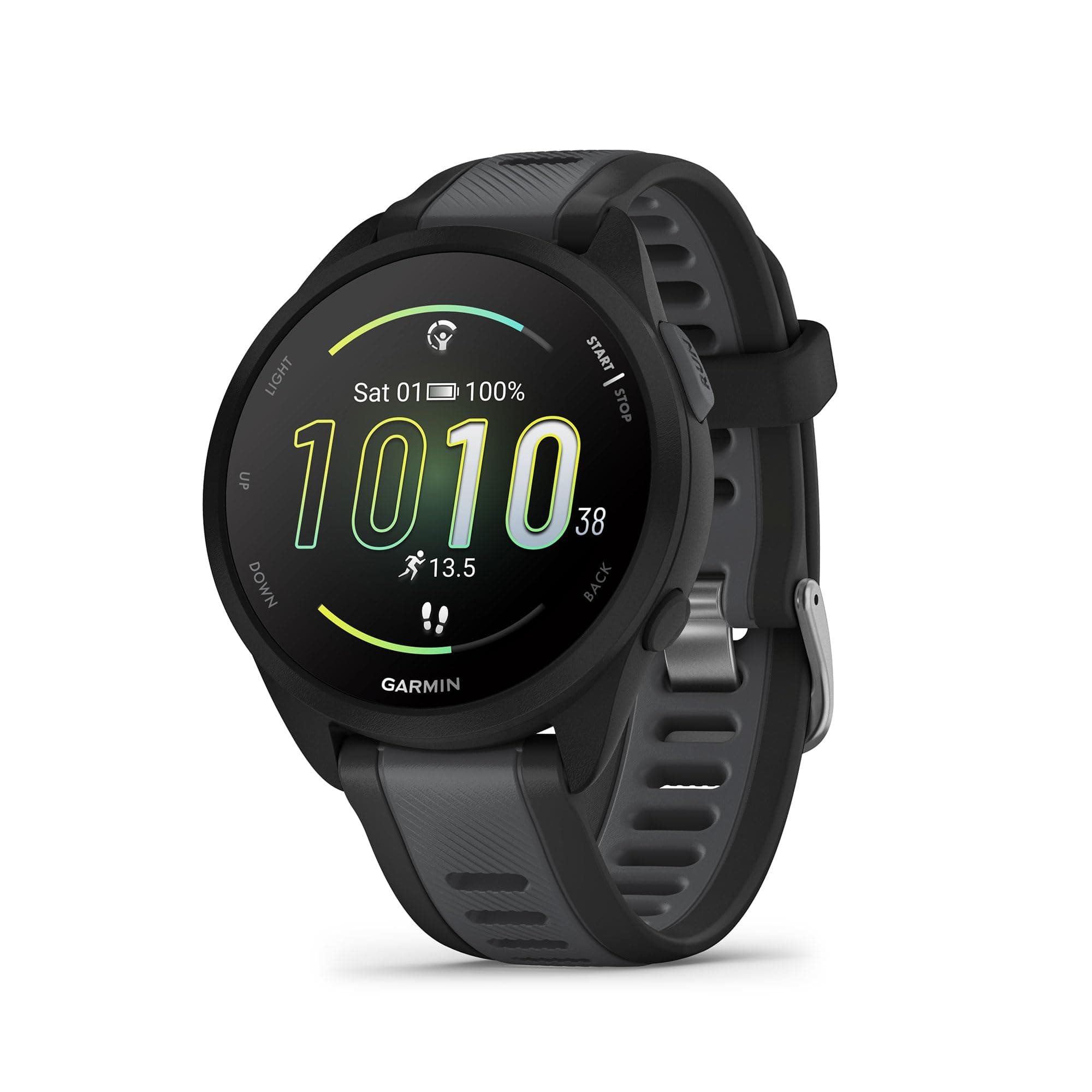 GARMIN Forerunner 165-43mm, Black | Lightweight GPS Runner's Sports Watch with Colorful AMOLED Display | 11-Day Battery Life & Touchscreen and Button Controls | Built-in Sports Apps