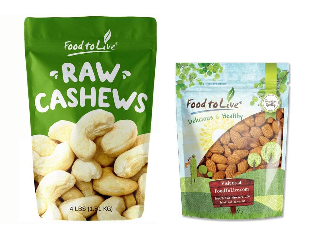 Nuts Bundle: Cashews, 4 Pounds + Almonds, 2 Pounds — Whole, Raw, No Shell, Unsalted