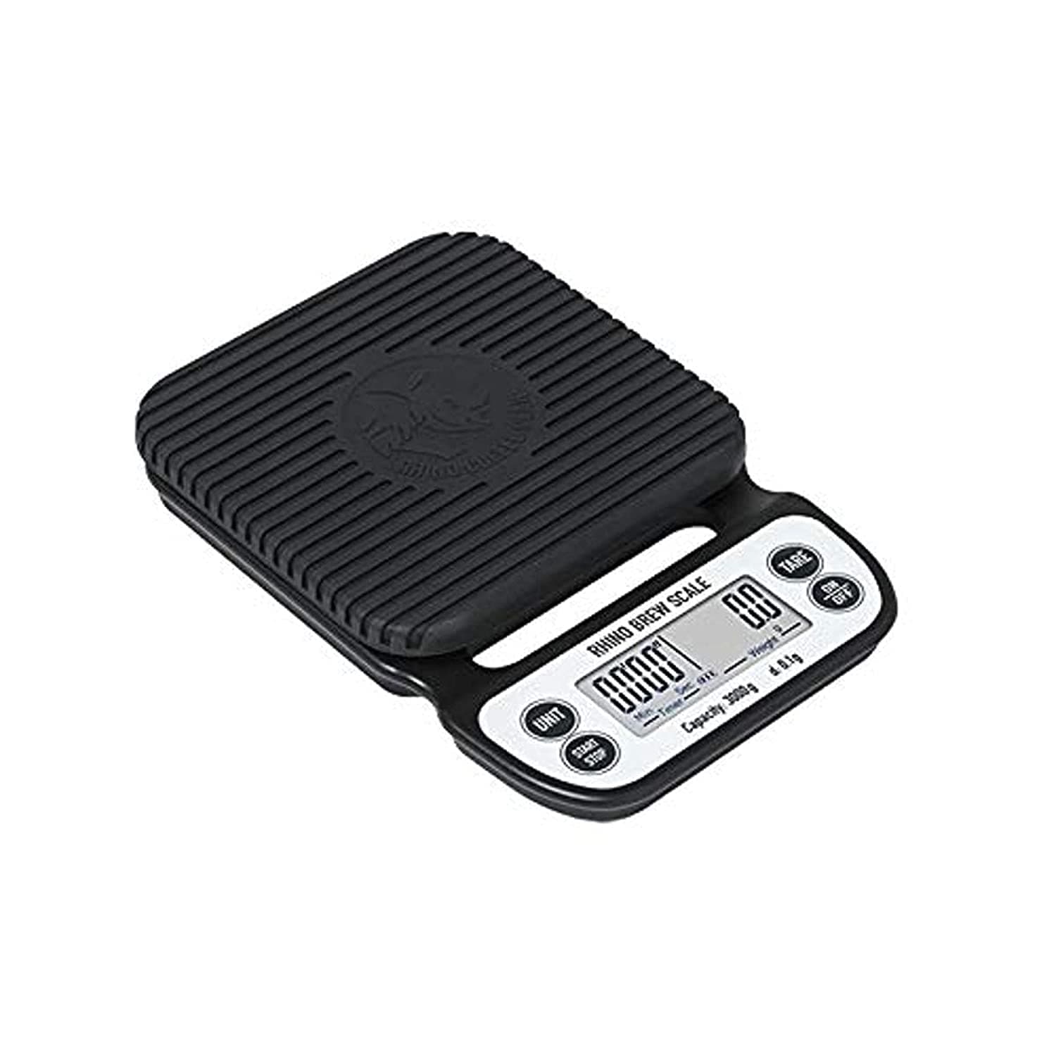 Rhino Coffee Gear Digital Coffee Scale, Precision Kitchen & Brewing Scale, Timer, 3kg/6.6lb Capacity, Battery Powered, Accurate for Pour Over, Espresso, Barista Use - Black