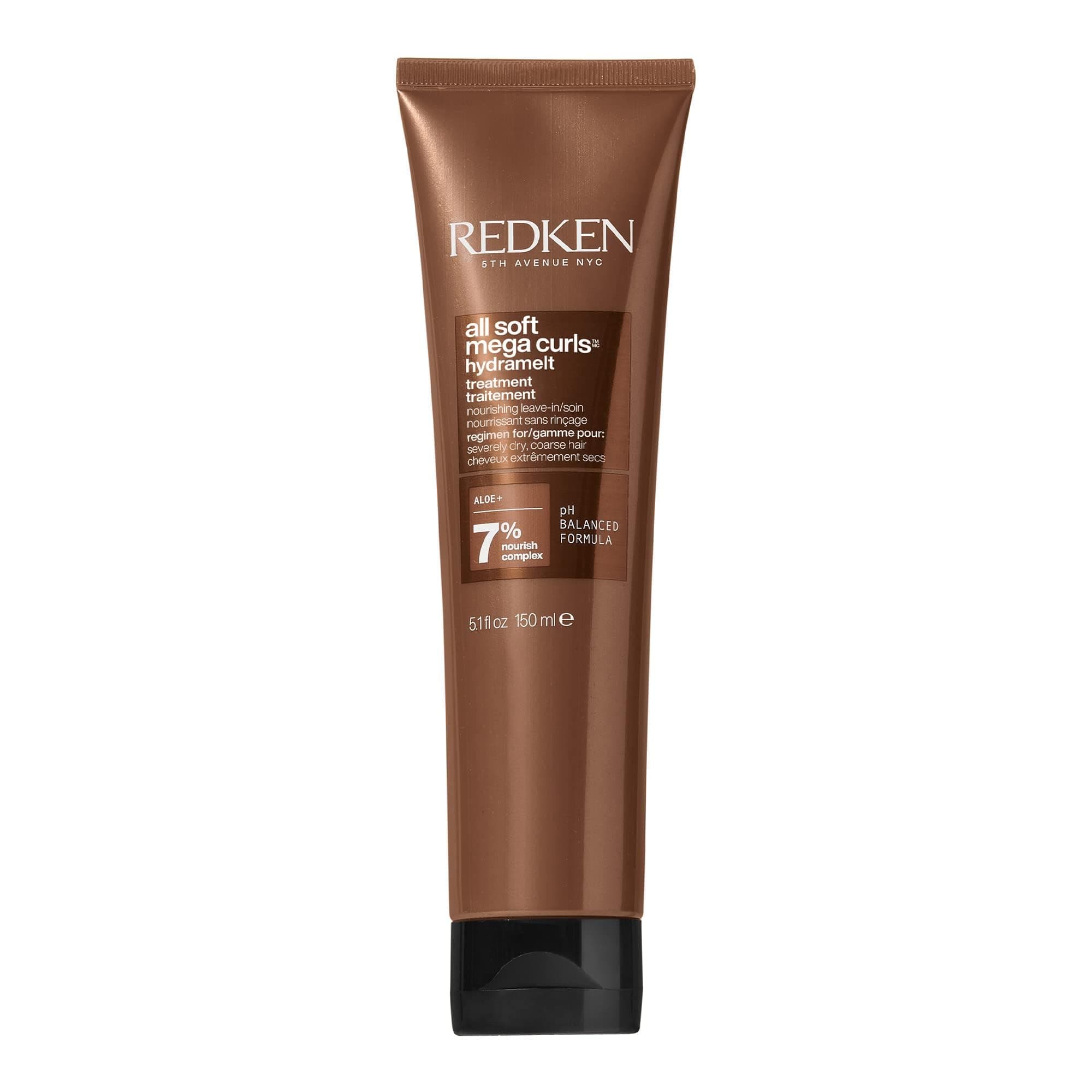 Redken All Soft Mega Curls Hydramelt Leave-In Treatment For Extremely Dry Curly & Coily Hair - Moisturizing Hair Lotion, Enhances Shine