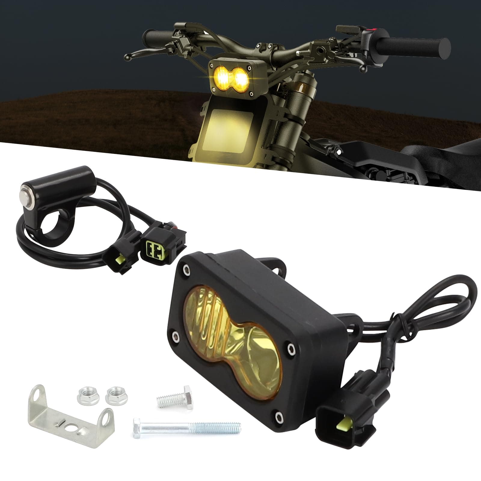 AUTOVIC Headlight Kit for Talaria Sting R MX4 Control Switch Plug and Play Motocycle Bulbs Headlamp High Brightness Yellow Light with Bracket Motorcycle Headlight Front Headlamp LED Light