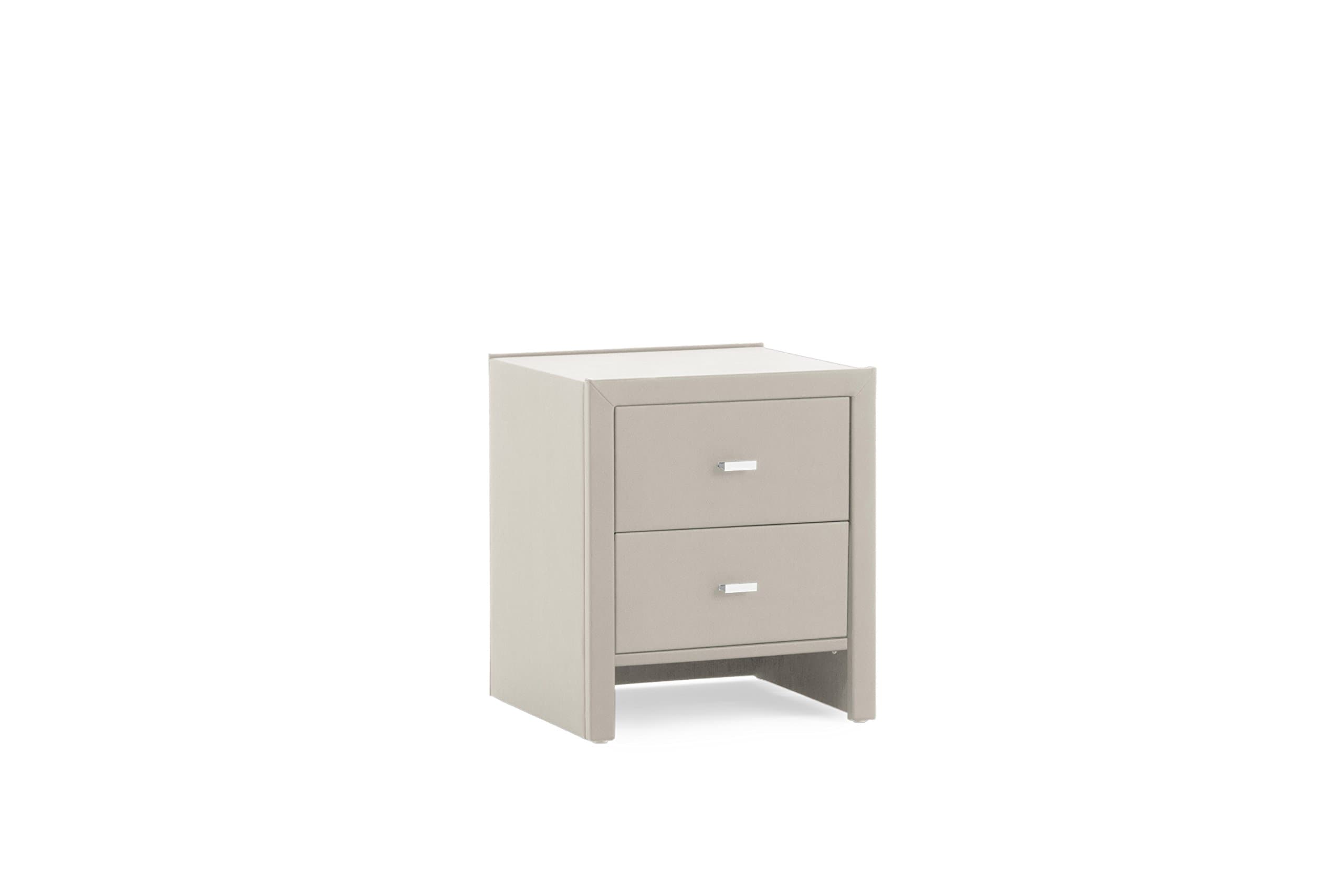 Dico Delta B 47 x 54 x 41 cm Fabric Pearl White 2 Drawer Bedside Table