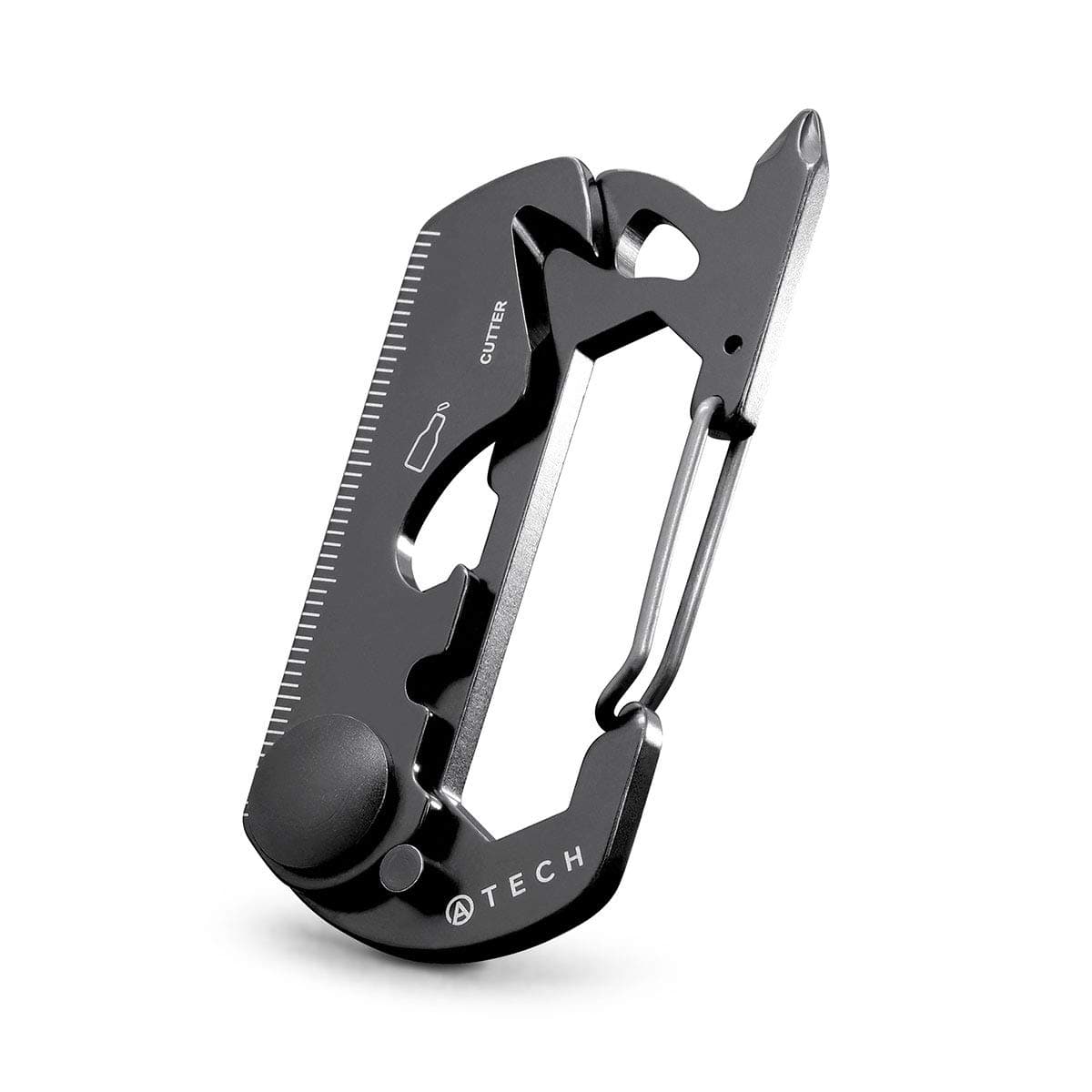 ATECH 10-in-1 The Original Multifunction Tool Keychain EDC Carabiner, Bottle Opener and Bicycle Tools, Survival, Bicycle, Bike (Black)