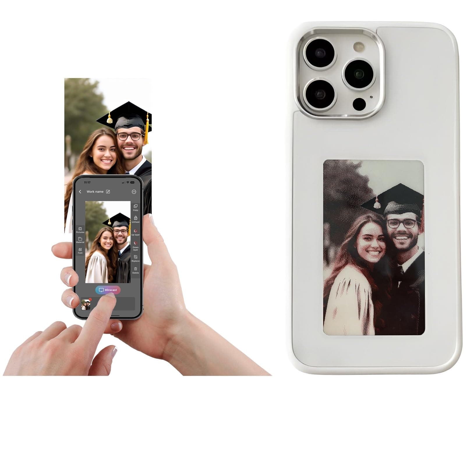 𝐃𝐈𝐘 𝐄-𝐈𝐧𝐤 Smart Phone Case Rear Projection Ink Case Customizable Instantly Display Photo Personalize Ink Phone Case Back Cover (White, iPhone 13 PRO)