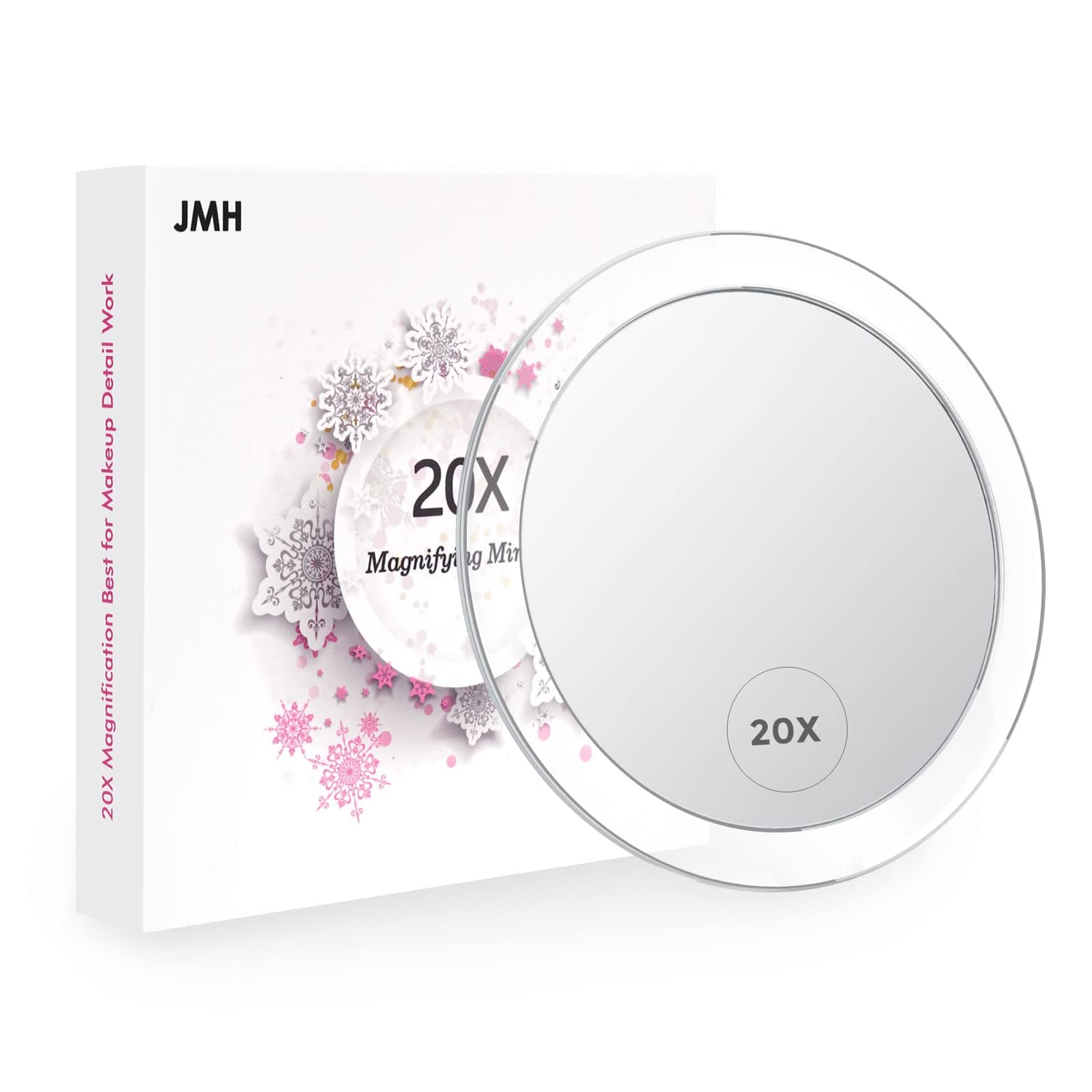 JMH 20X Magnifying Mirror with 3 Suction Cups for Easy Mounting– Use for Makeup Application - Tweezing – and Blackhead/Blemish Removal, 6 Inch