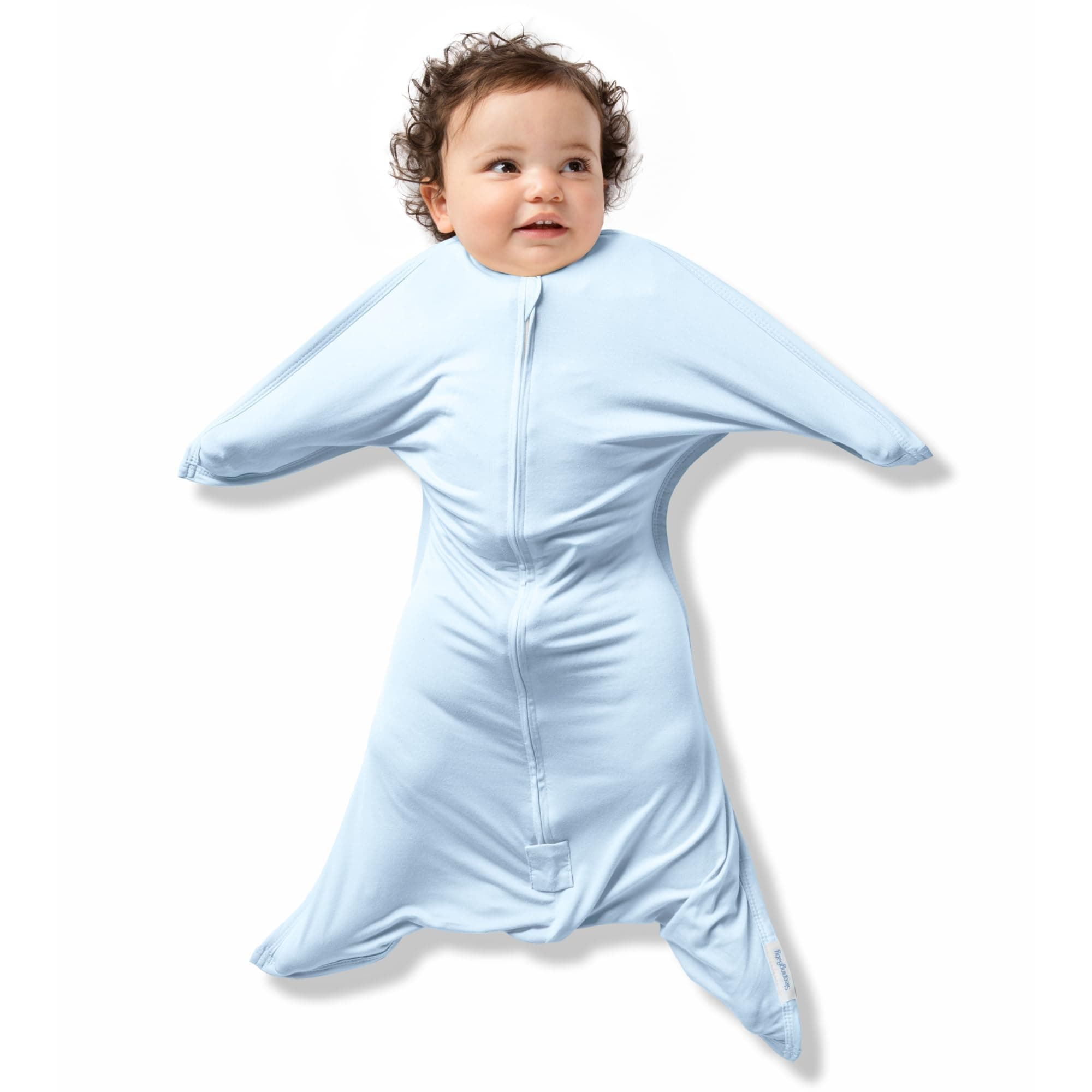 Bamboo Zipadee-Zip Transition Swaddle - EverSoft Starfish Design Breathable Wearable Blanket with Two-Way Zipper, Small (4-8 months), Sky Blue