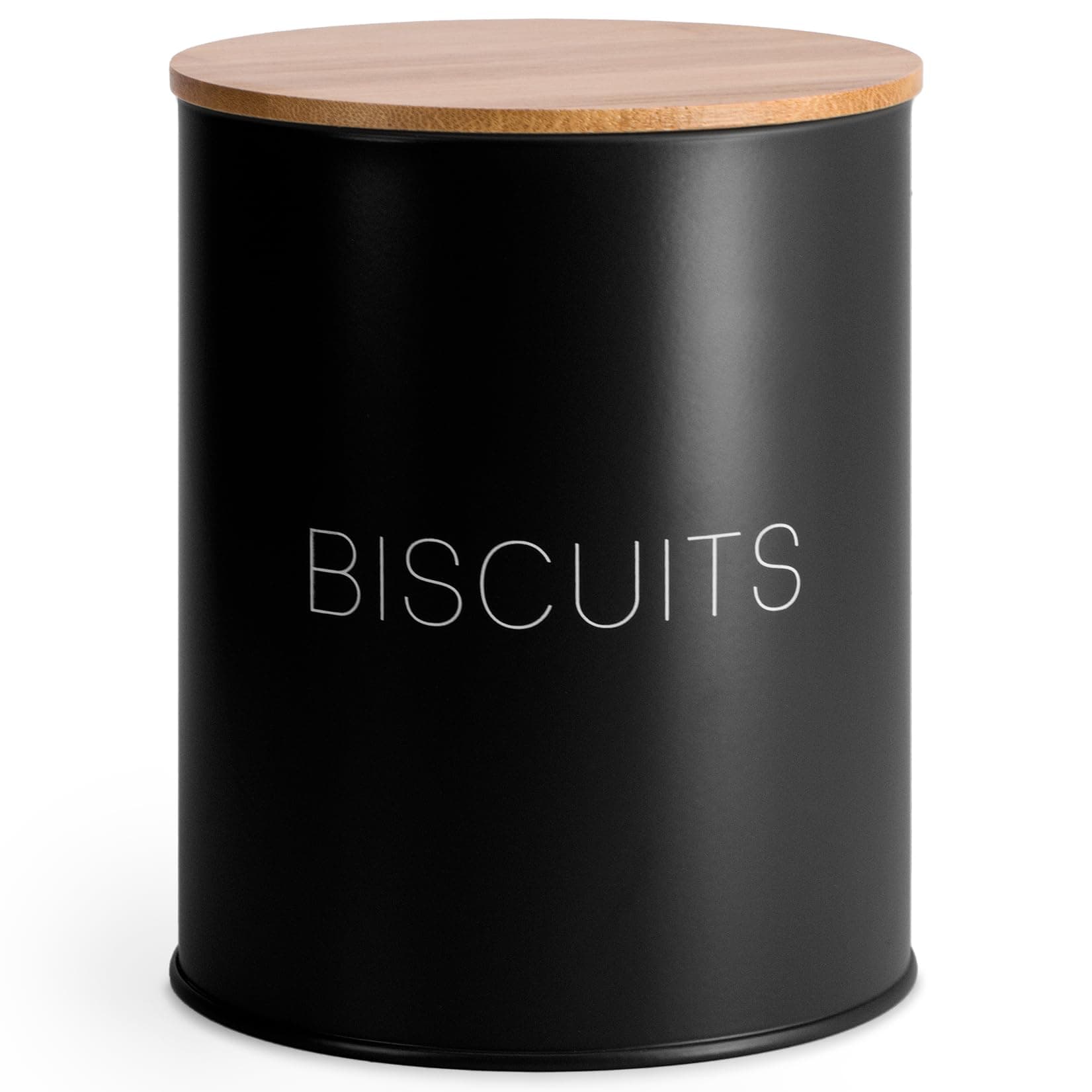 EHC Biscuit Tin Airtight, Cookie Jar Container, Biscuit Barrel, Round Biscuit Box Storage, Black