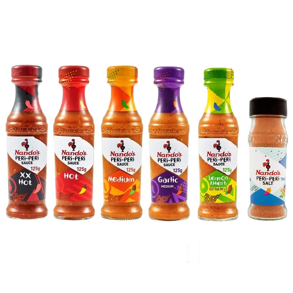 Peri-Peri Salt & 5 Assorted Multi-Flavours Nando's Sauce 125g (Pack of 6)