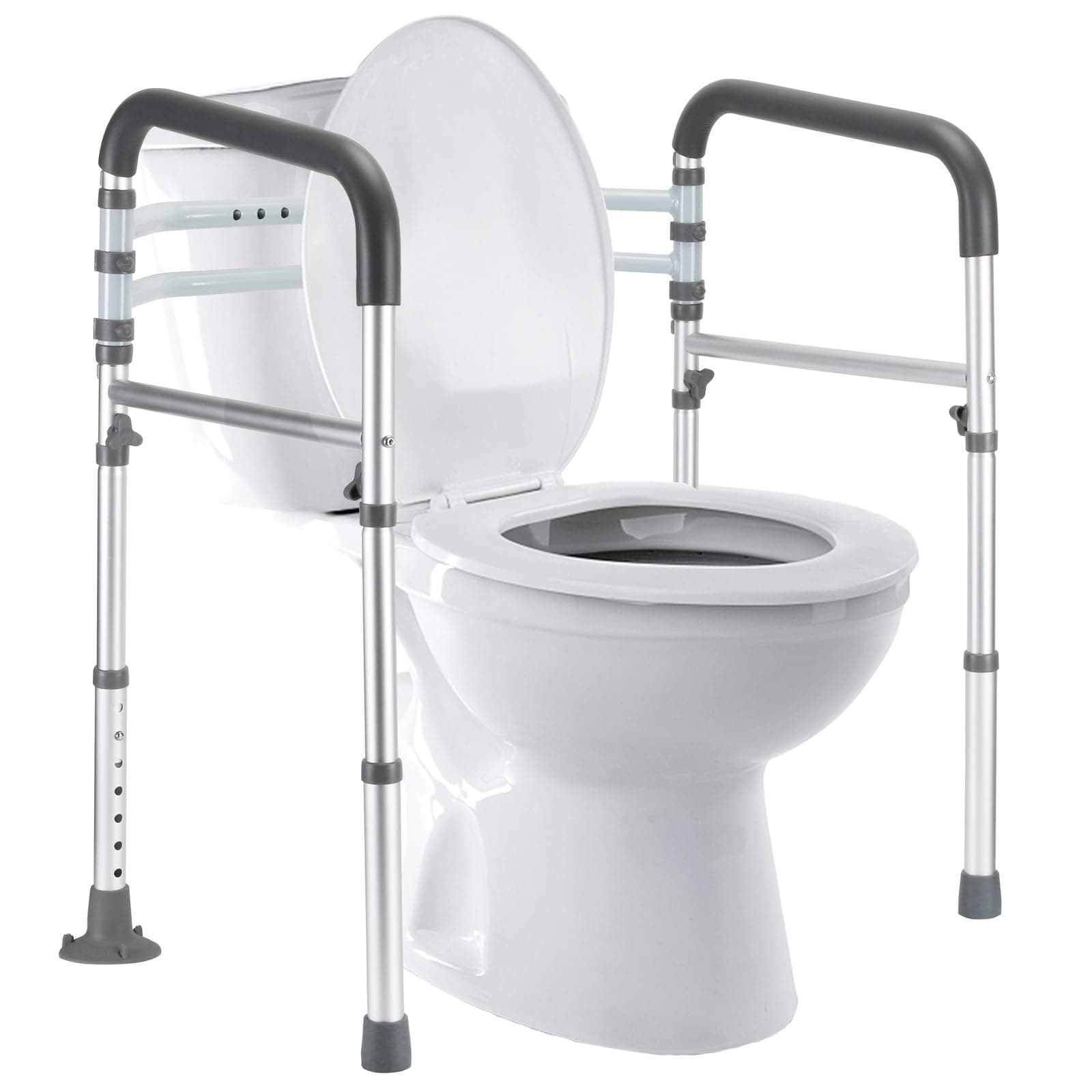 FSA/HSA Eligible Safety Rails, Adjustable Toilet Frame for Elderly, Seniors, Handicap & Disabled With Handles, Foldable Rails Fit Any Toilets (300 LB)