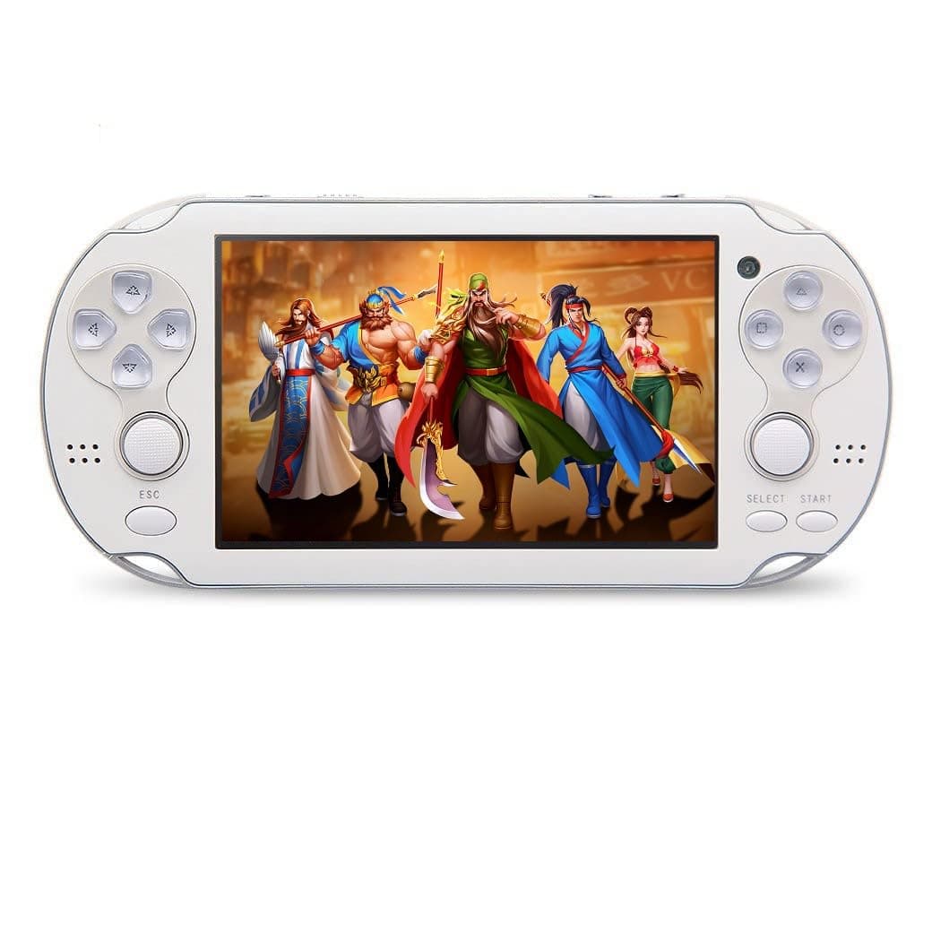 CZT Handheld Game Console - 4.3 inch Double Joystick, 8GB, 2200 Retro Games, Arcade, Multiple Emulator, Mini Portable Game Player, MP3/4, TV Out - Gifts for Children/Men (White)