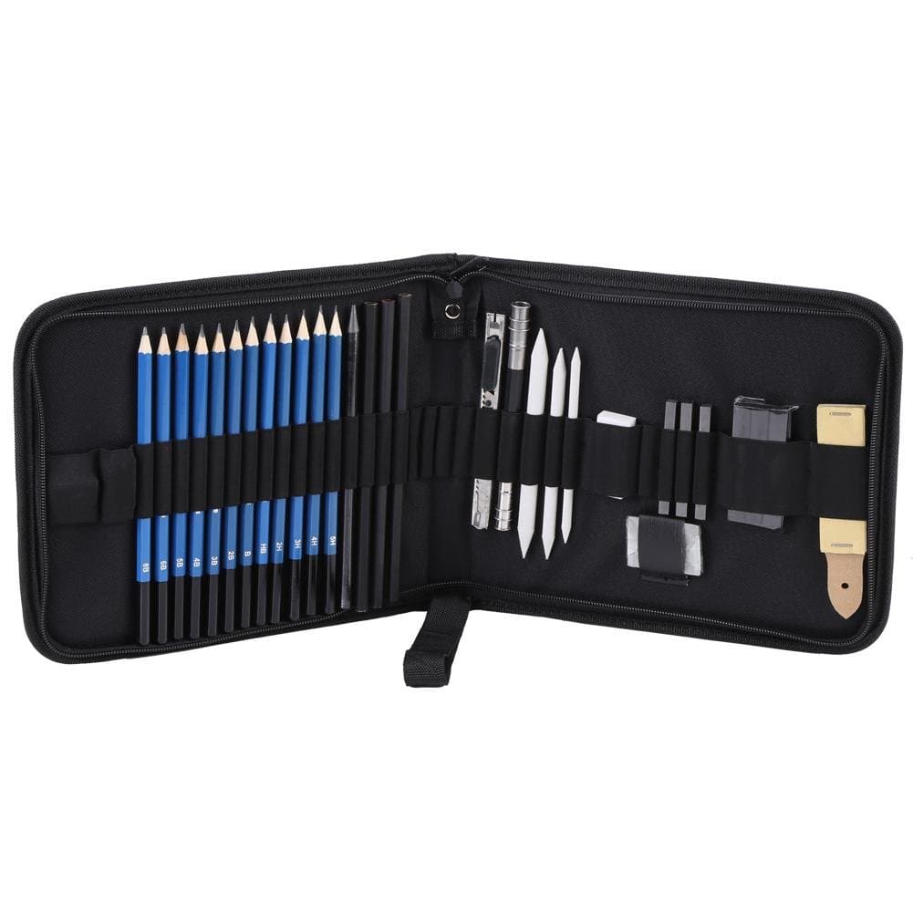 Yanmis H&B Sketching Pencils Kit, 33pcs Drawing Tools Kit Set Erasers Pencils Charcoal Stick Sharpener Assortment Kit for Drawing with Storage Bag