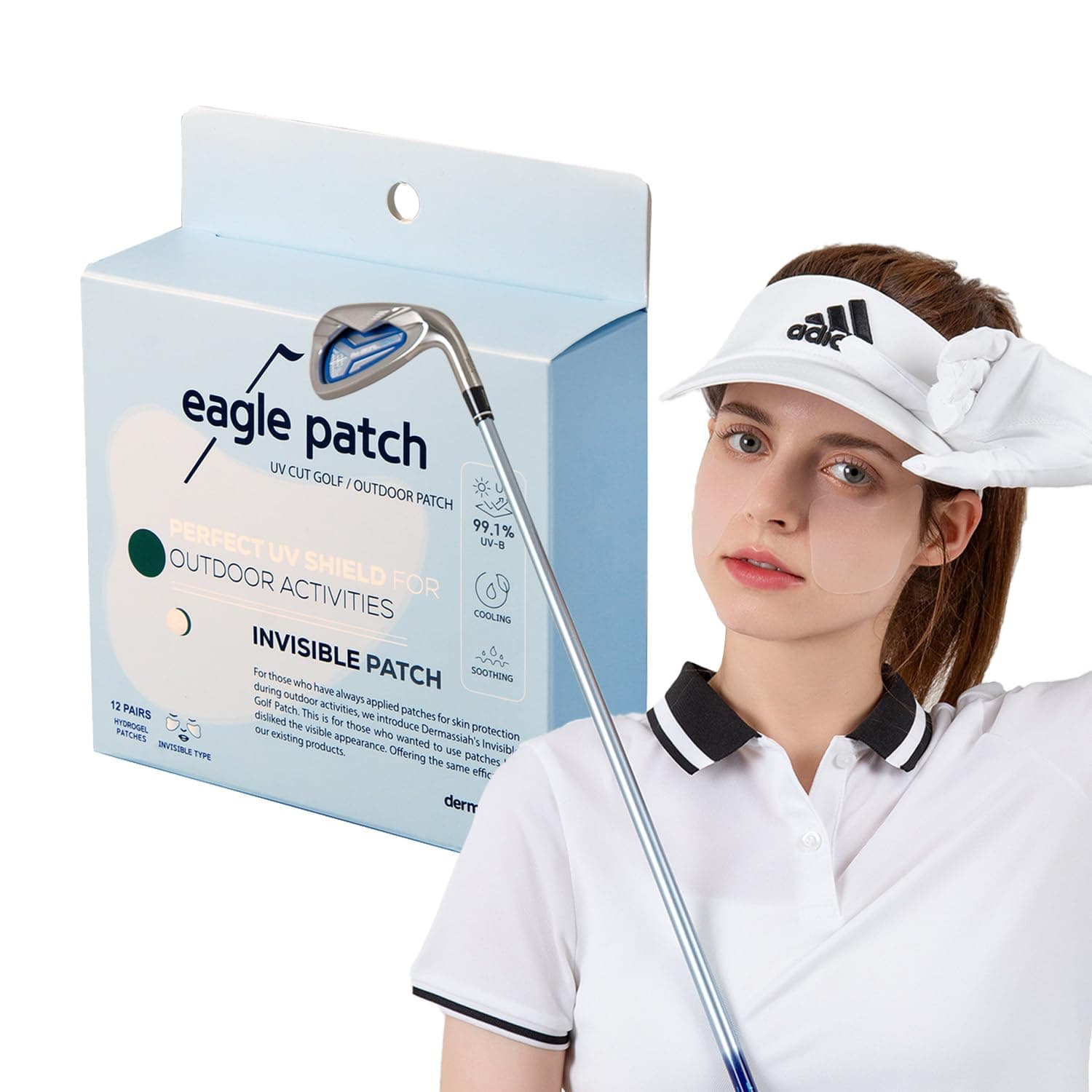 UV Protection Golf Patch (Clear, 12 PCS)- Hydrating Sunscreen Gel Facial Patches for Outdoor Activities, Skin Care Sunblock for Golfers