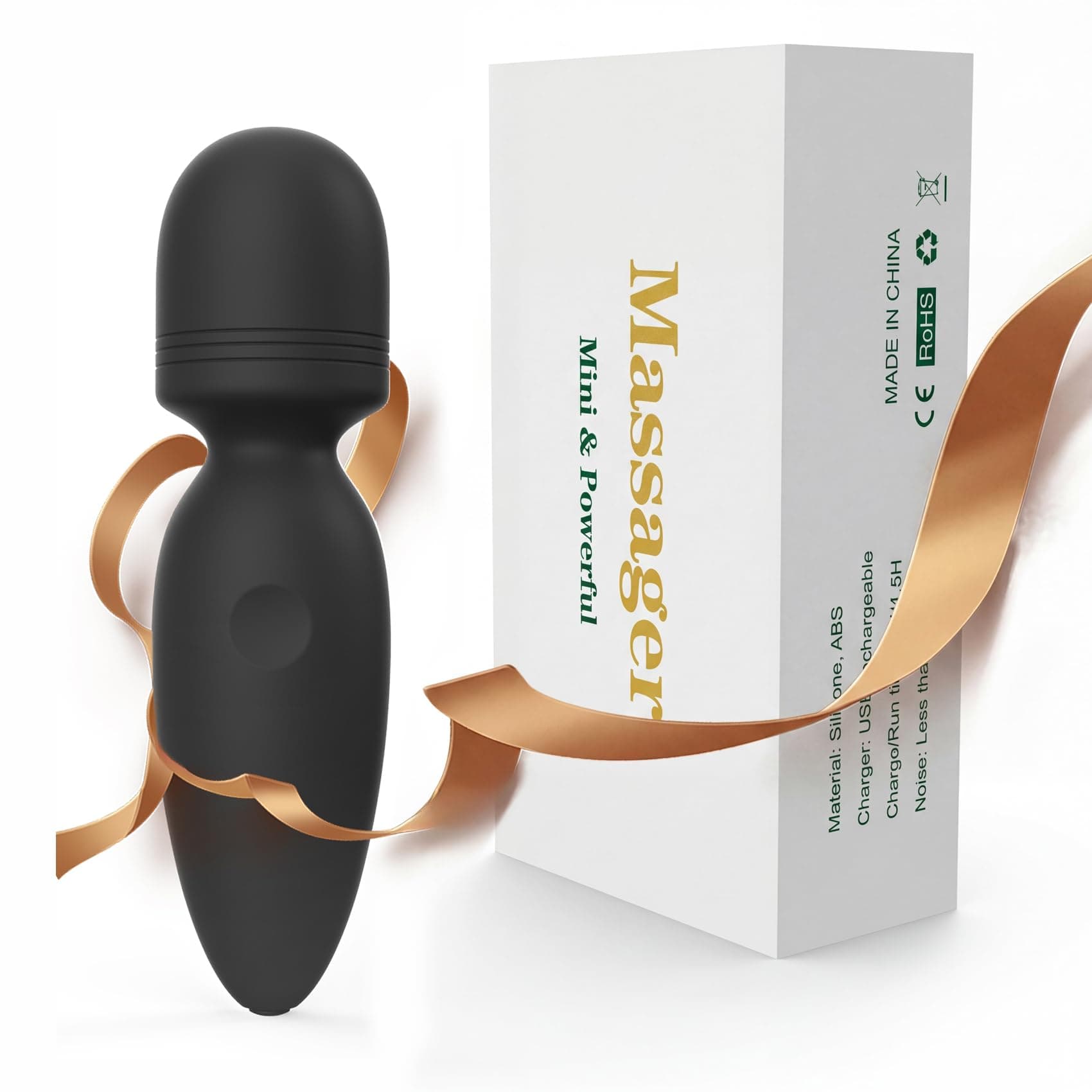 Fuwyiy Mini Massager Tools,Small Waterproof Cordless Handheld Massager with 10 Vibration Modes, Personal Handheld Massager for Back(Black)