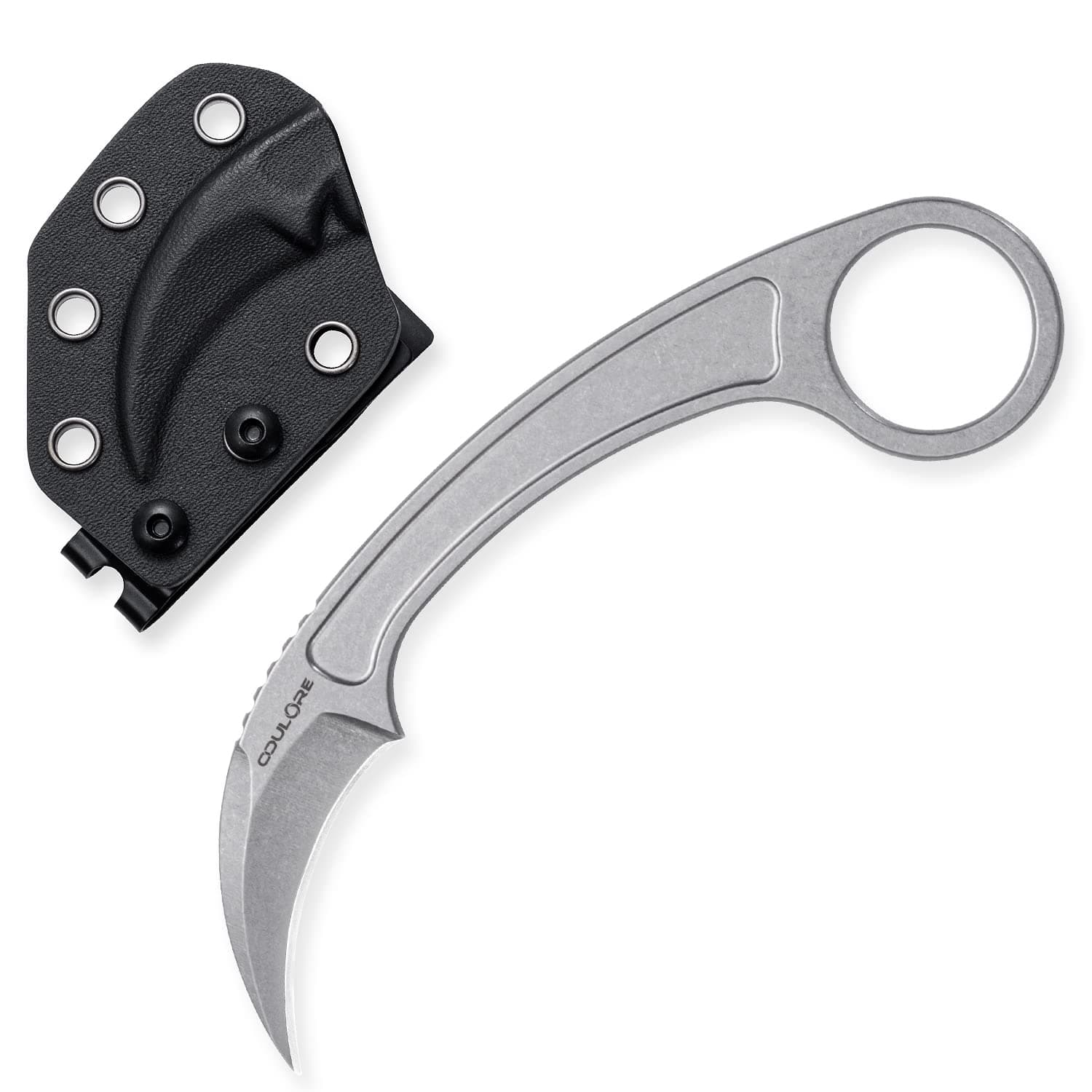 Fixed Blade Knife, 440C Blade Stainless Steel Handle, Tactical EDC Knife with Kydex Sheath, Lightweight Outdoor Knife for Survival, Camping OK109 (Silver)