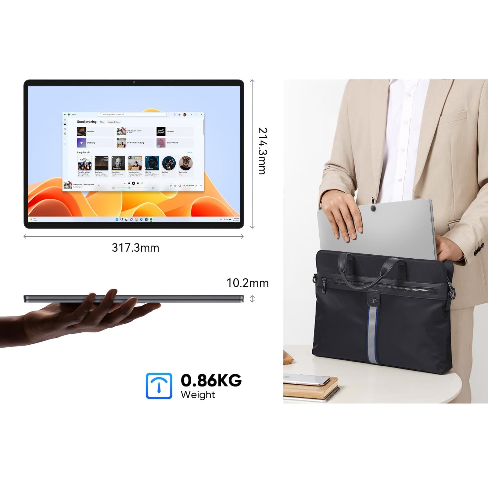 EYY 2 in 1 Laptop/Tablet Computer, N100 (UP to 3.40GHz), 16GB LPDDR5 512GB SSD, Laptop 14" 1920 * 1200 Resolution 16:10 Touchscreen, WiFi 6, BT5.2, HDMI, Backlit Keyboard, Dual Camera