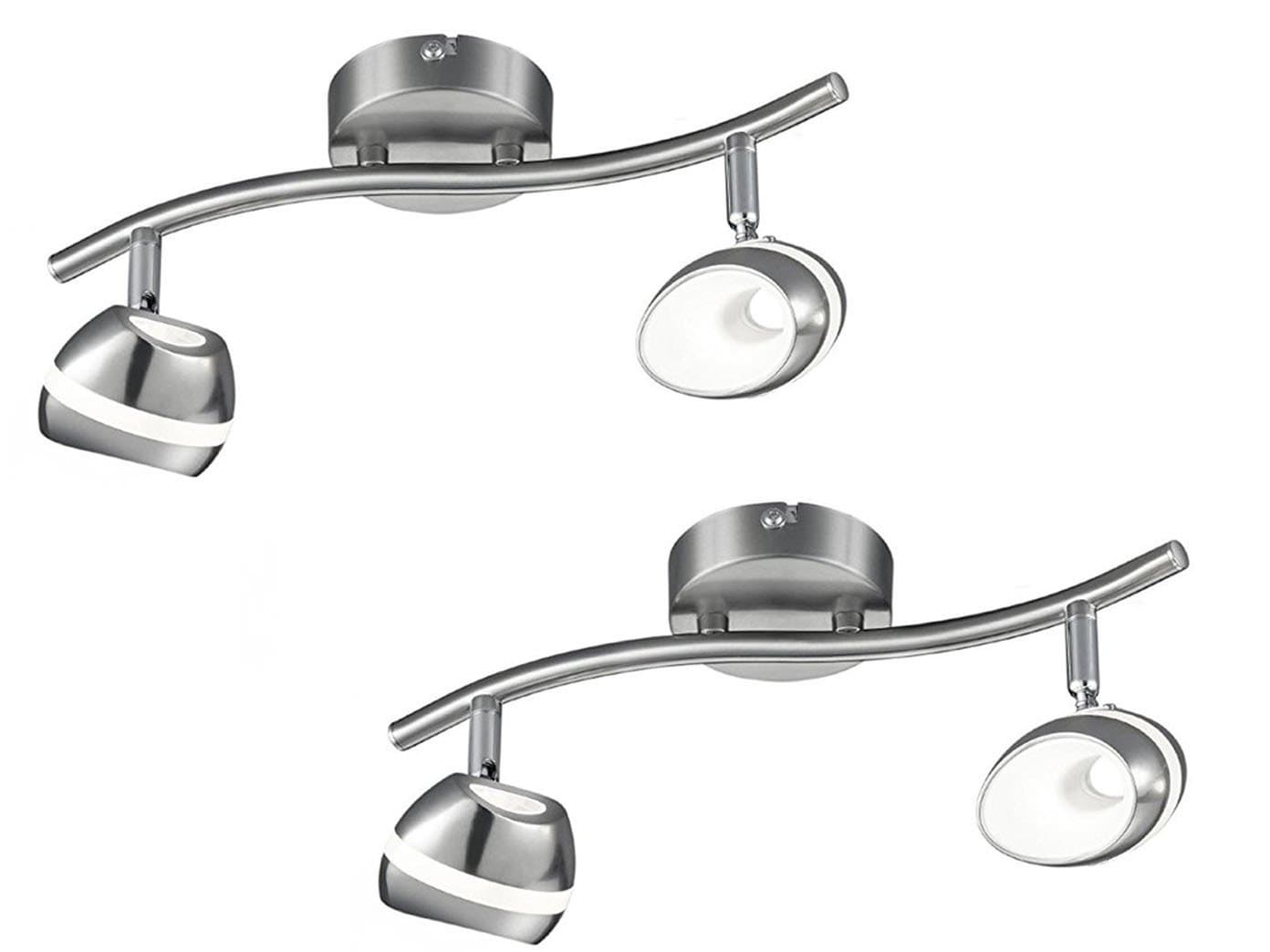 Set of 2 2 LED Ceiling Spotlight 3-Bulb Shark, Pivoting Spot Lights, Retro Style