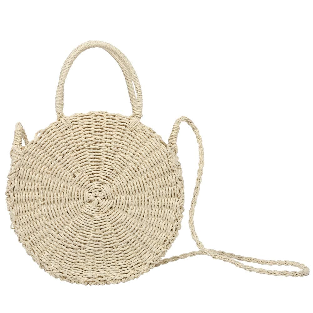 Large Straw Beach Bag with Inner Pouch by Hera Amour | Crossbody Summer Beach Tote with Top Handles (Large, Beige)