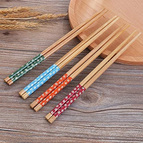 SMARTBUYER Solid Bamboo Wood Long Re-usable Chopsticks Pair (Brown, 28cm) - Pack of 5